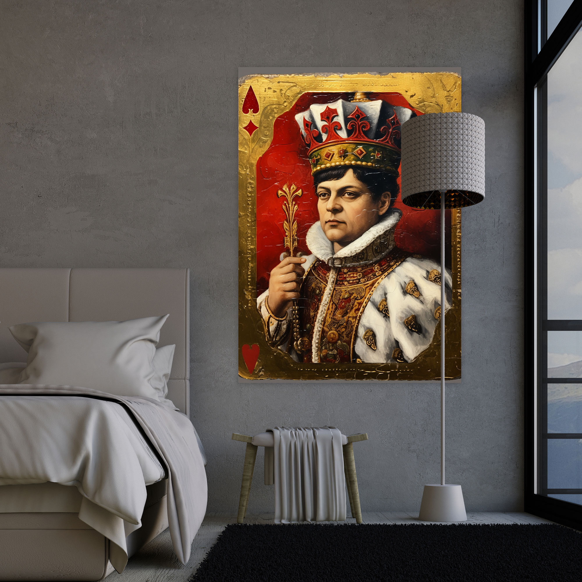 King Of Hearts Canvas Print - Realistic Oil Painting Wall Art - Playing Cards, Textures, Canvas Print, Home Decoration