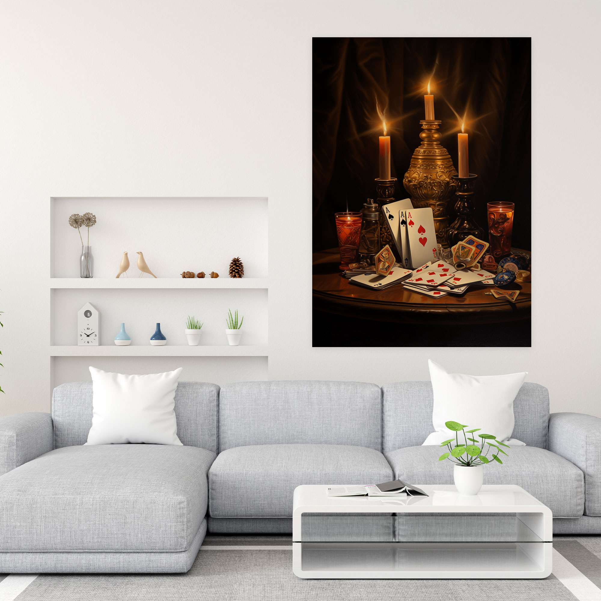 Playing Cards Canvas Print - Playing Cards, Strategic Lighting, Suspense And Excitement, Wall Decoration