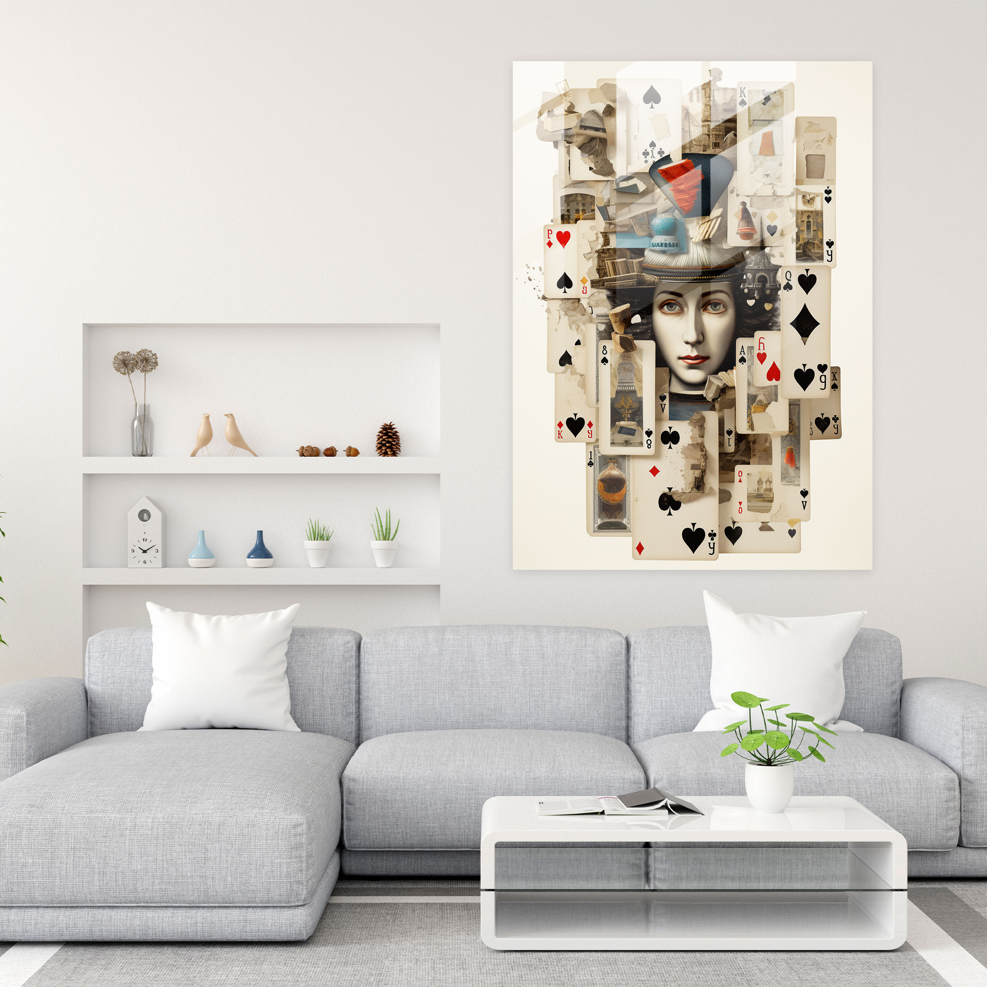 Playing Cards Glass Wall Art - Playing Cards, Collage, Contemporary, Glass Print