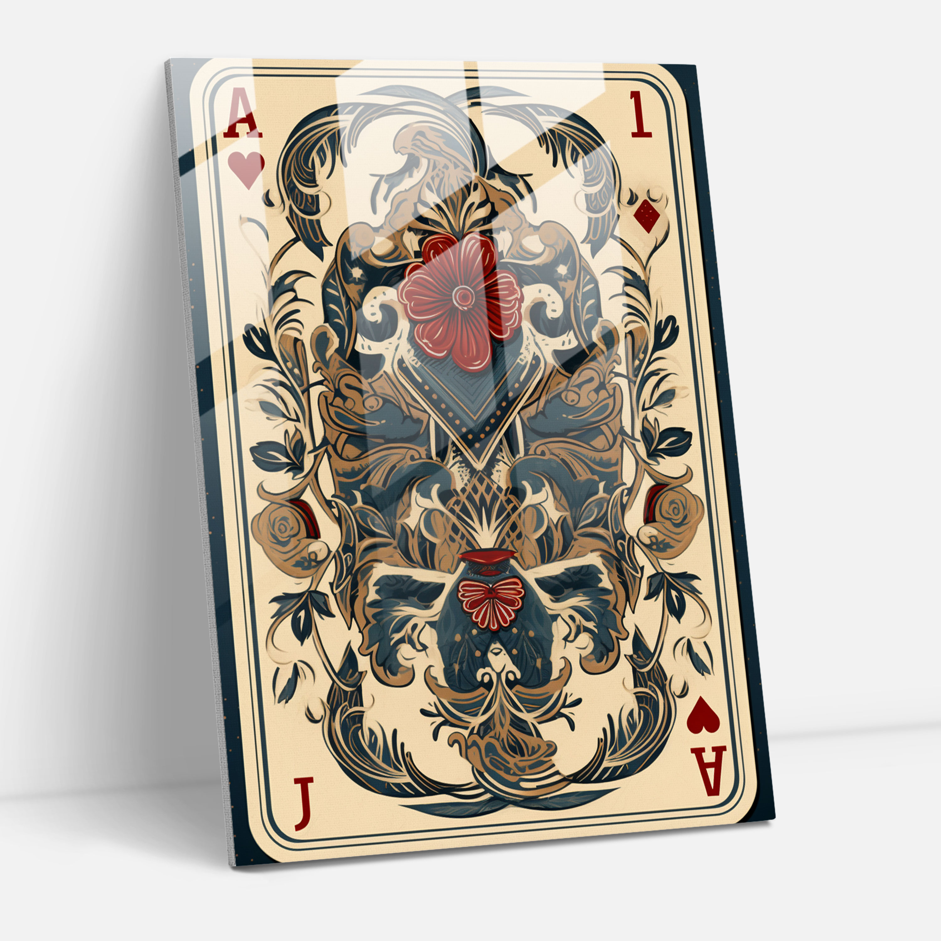 Vintage Playing Cards Glass Wall Art - Playing Cards, Playing Cards, Glass Print, Vintage-Inspired Illustrations