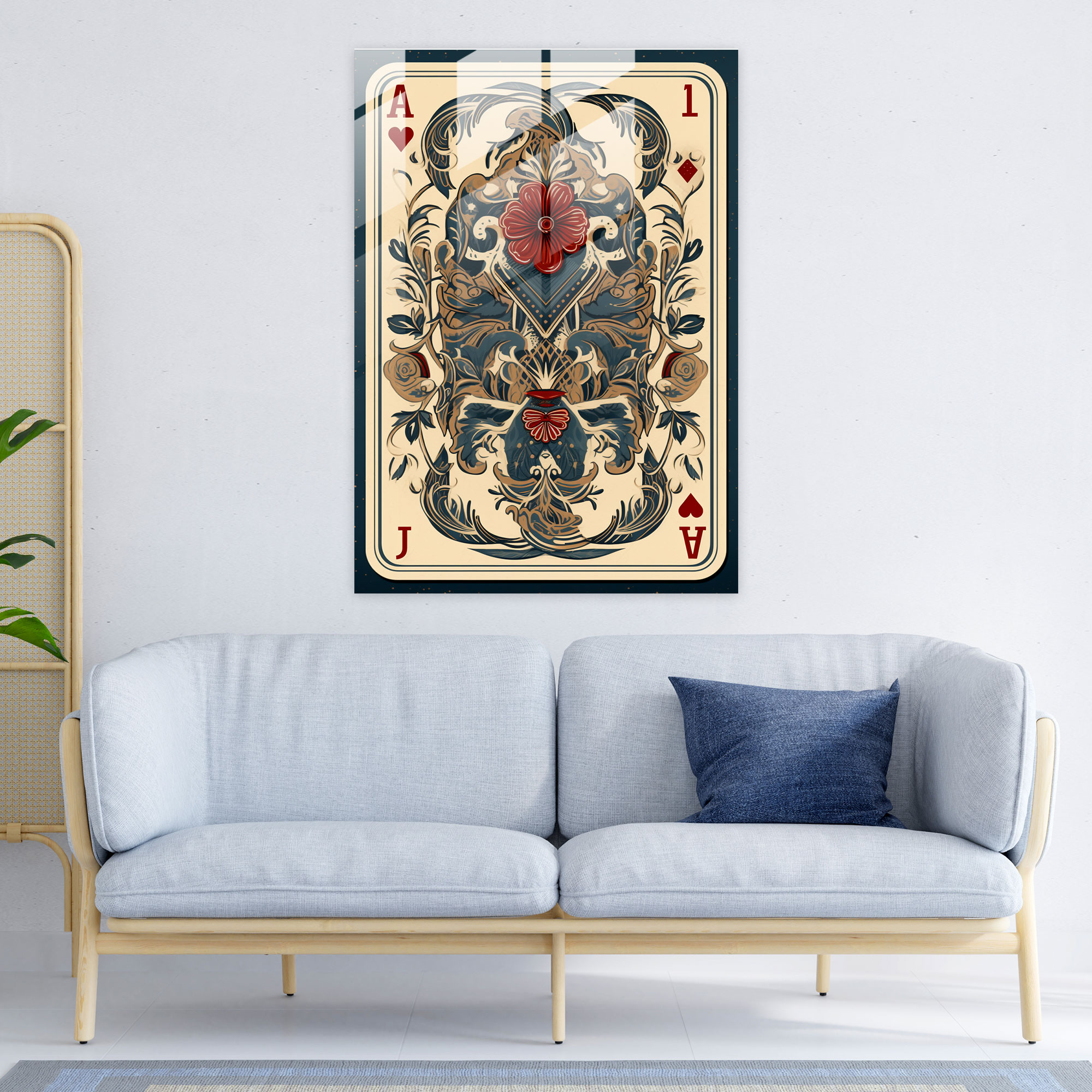 Vintage Playing Cards Glass Wall Art - Playing Cards, Playing Cards, Glass Print, Vintage-Inspired Illustrations
