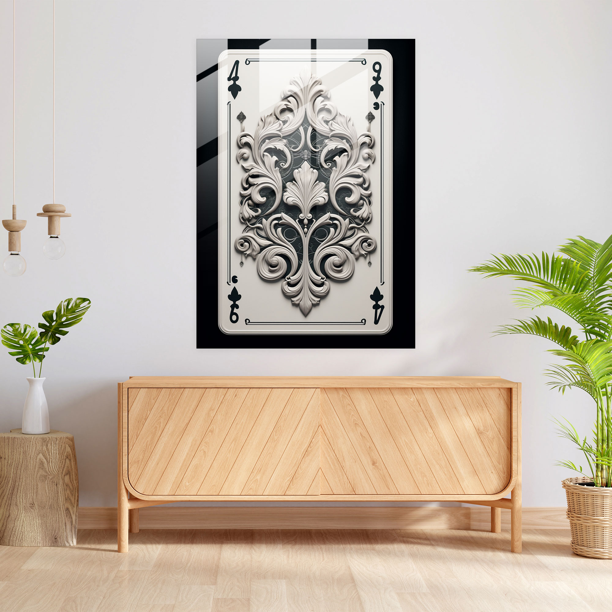 Realistic Playing Cards Glass Print - Playing Cards, Modern Art, Glass Art, Glass Print