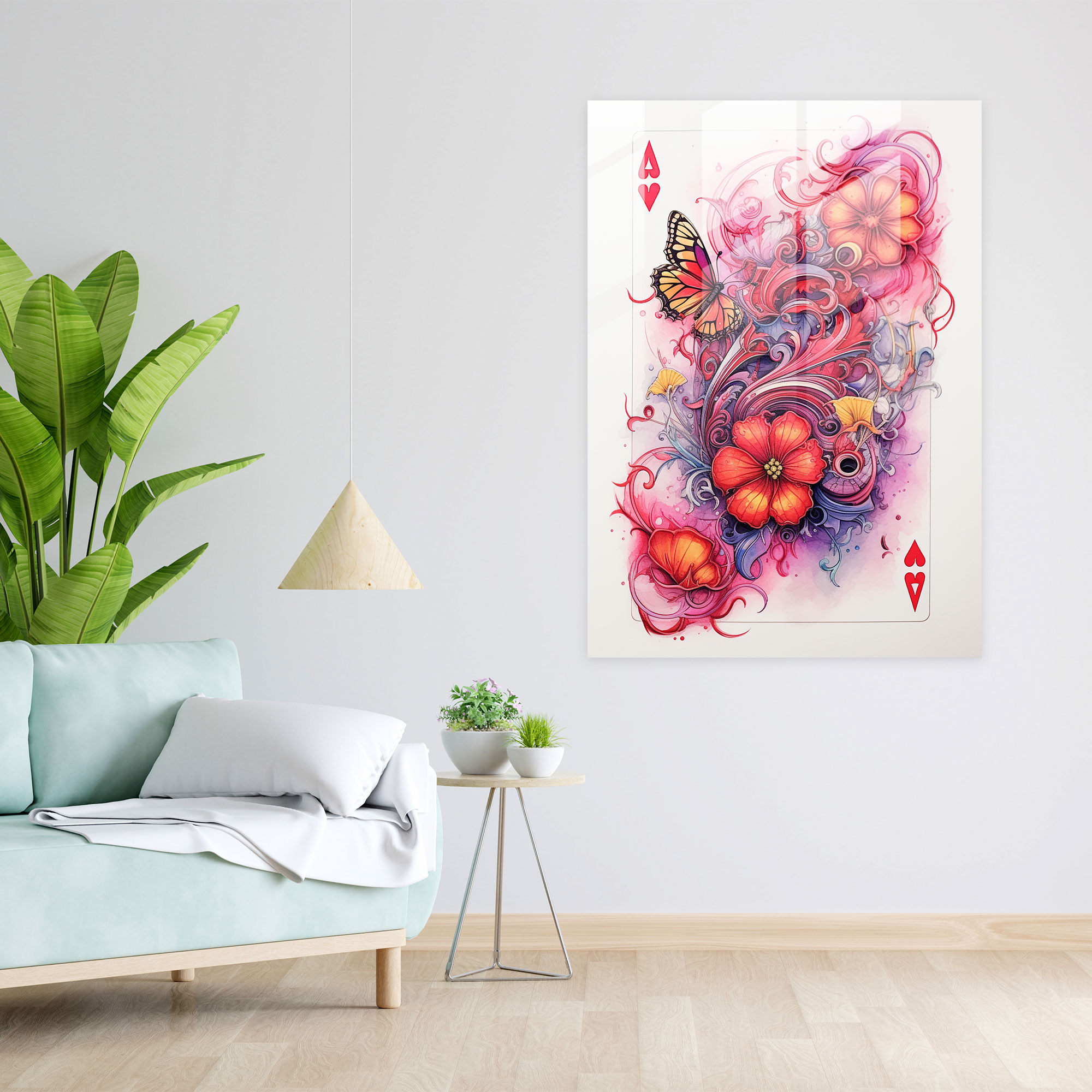 Playing Cards Glass Print - Playing Cards, Watercolor Illustration, Modern Art, Glass Wall Art