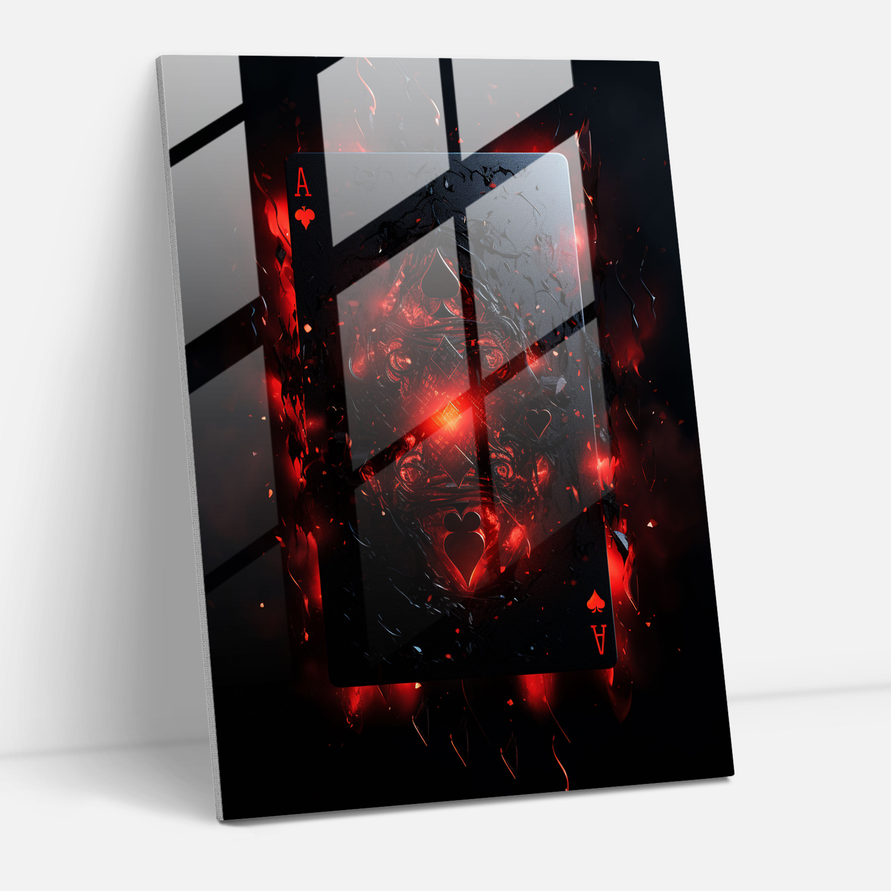 Playing Cards Glass Wall Art - Playing Cards, Glass Print, Stylized Digital Artwork, Mesmerizing Pattern