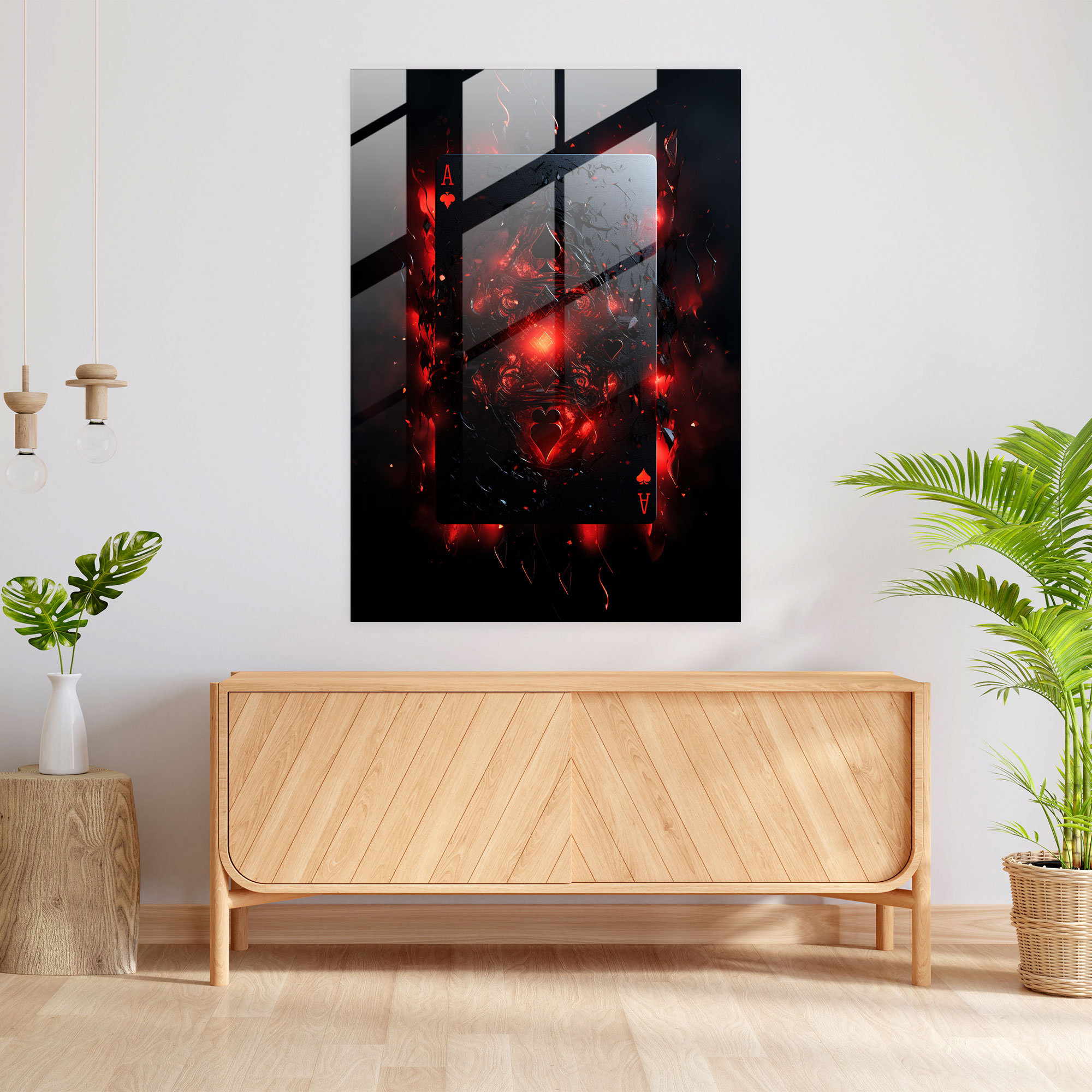 Playing Cards Glass Wall Art - Playing Cards, Glass Print, Stylized Digital Artwork, Mesmerizing Pattern