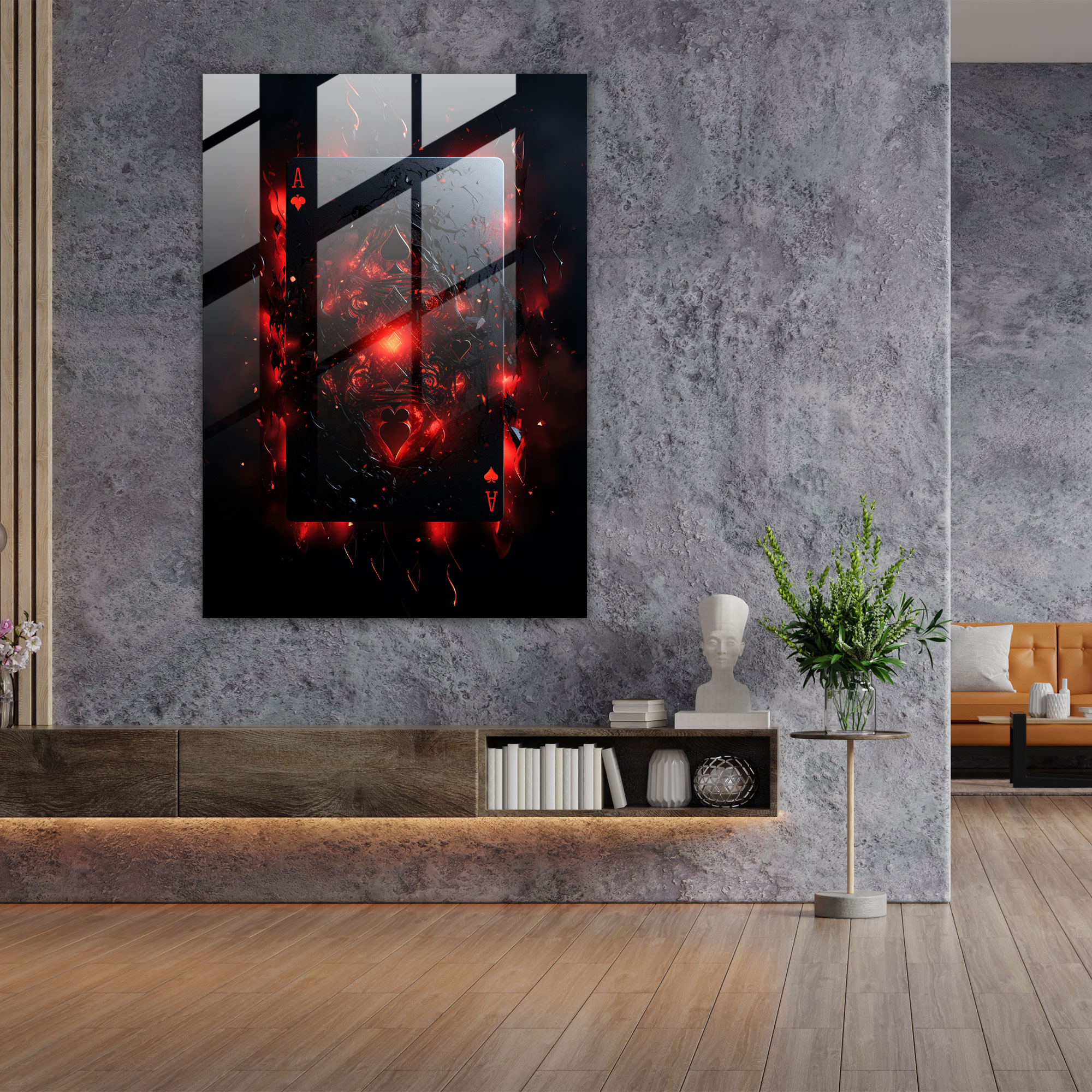 Playing Cards Glass Wall Art - Playing Cards, Glass Print, Stylized Digital Artwork, Mesmerizing Pattern
