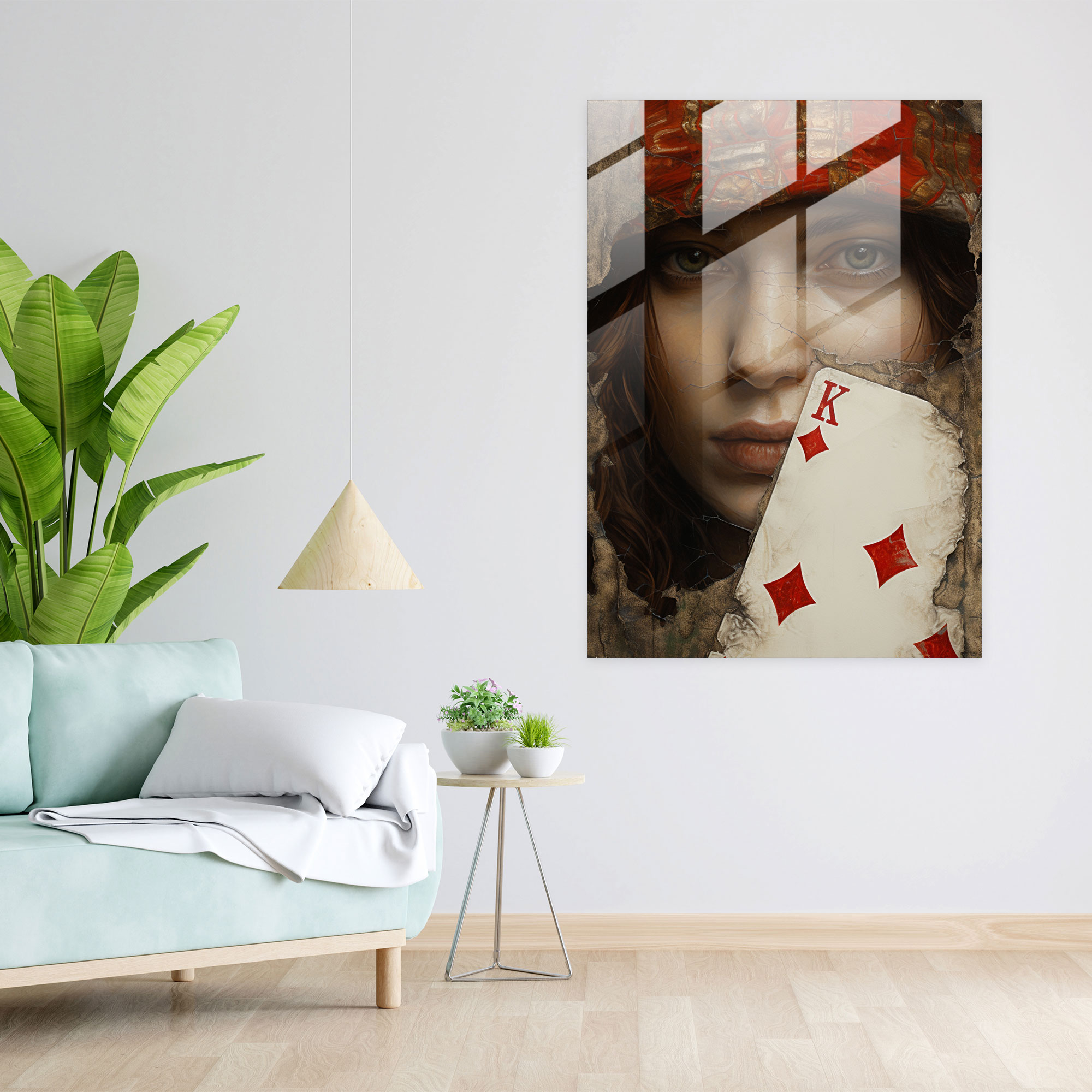 Playing Cards Glass Print - Playing Cards, Realistic Oil Portrait, Playing Cards, Glass Print