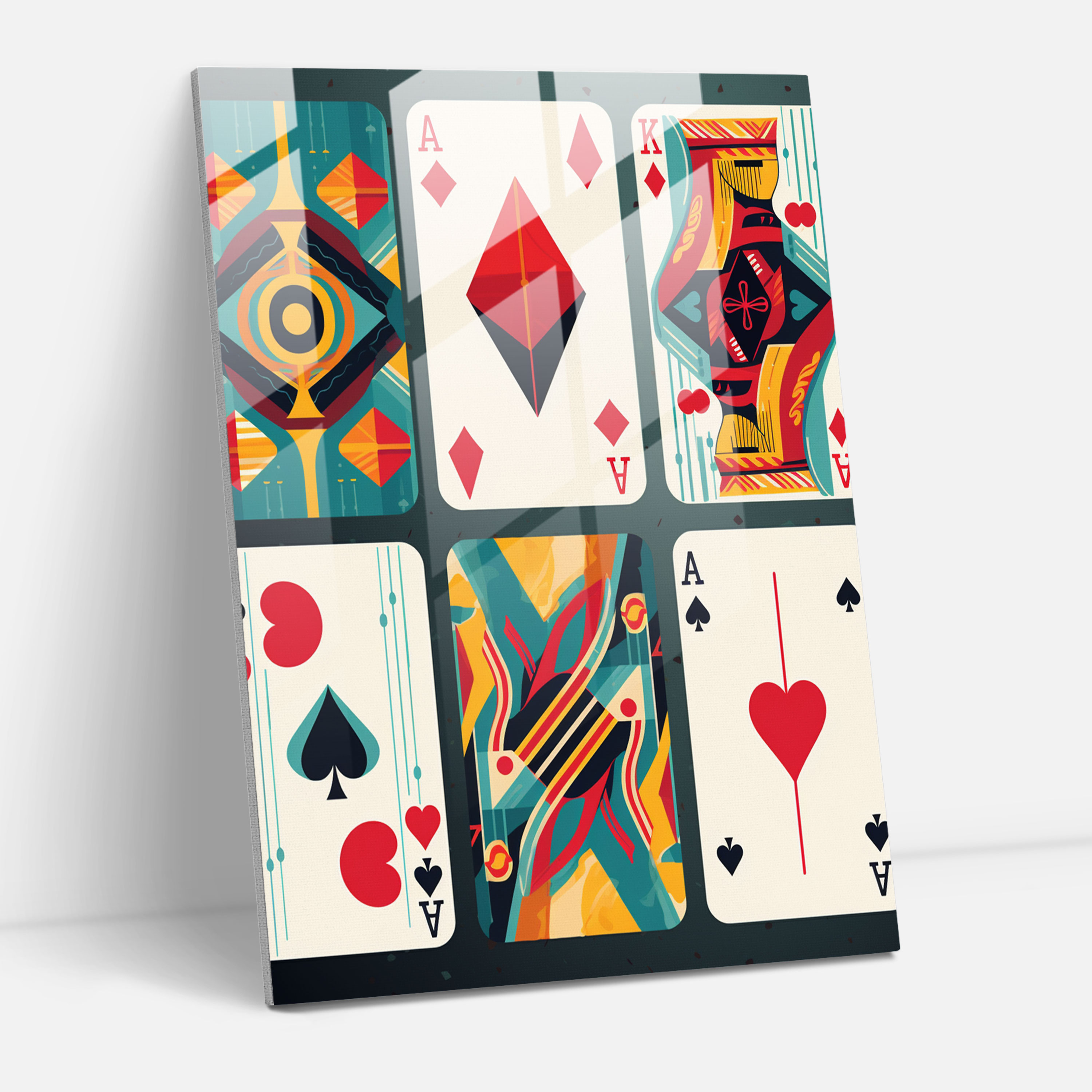 Glass Print Playing Cards - Playing Cards, Modern Art, Vibrant Colors, Retro Style