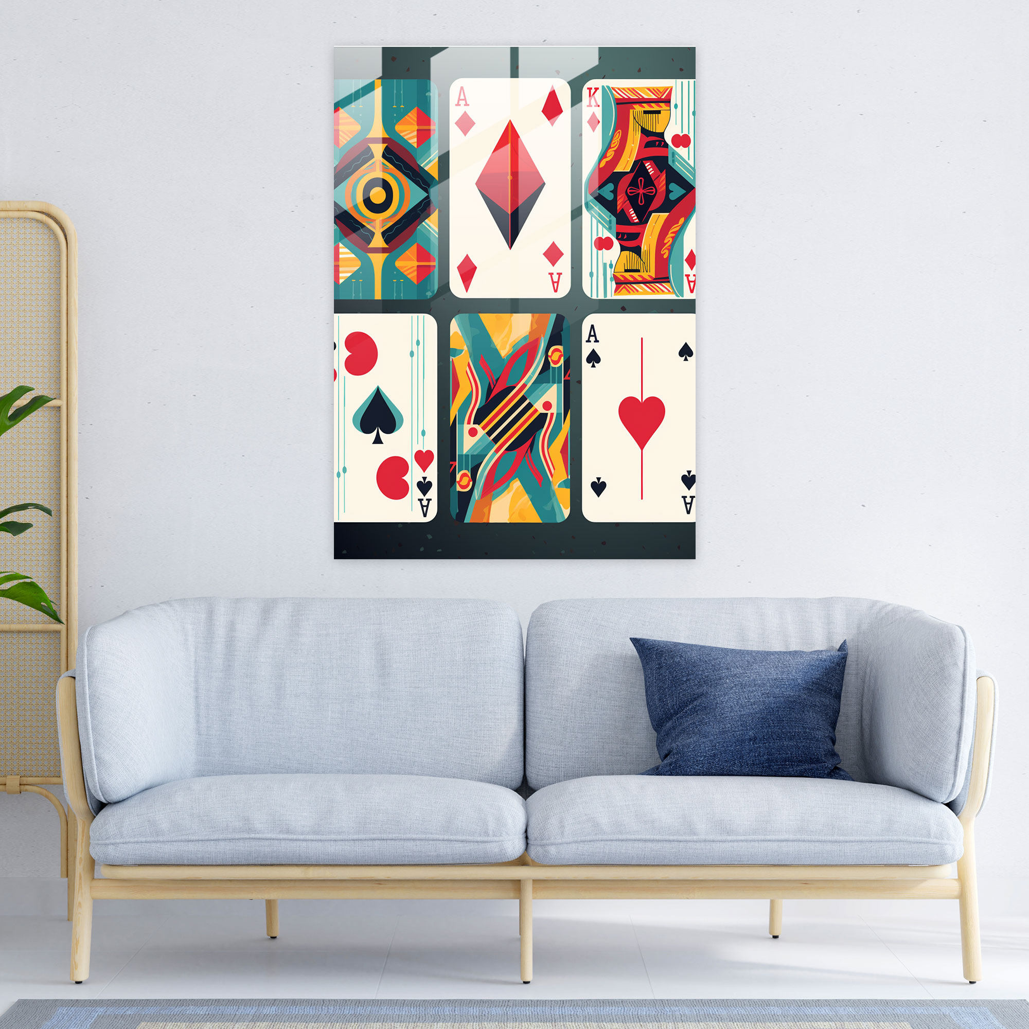 Glass Print Playing Cards - Playing Cards, Modern Art, Vibrant Colors, Retro Style