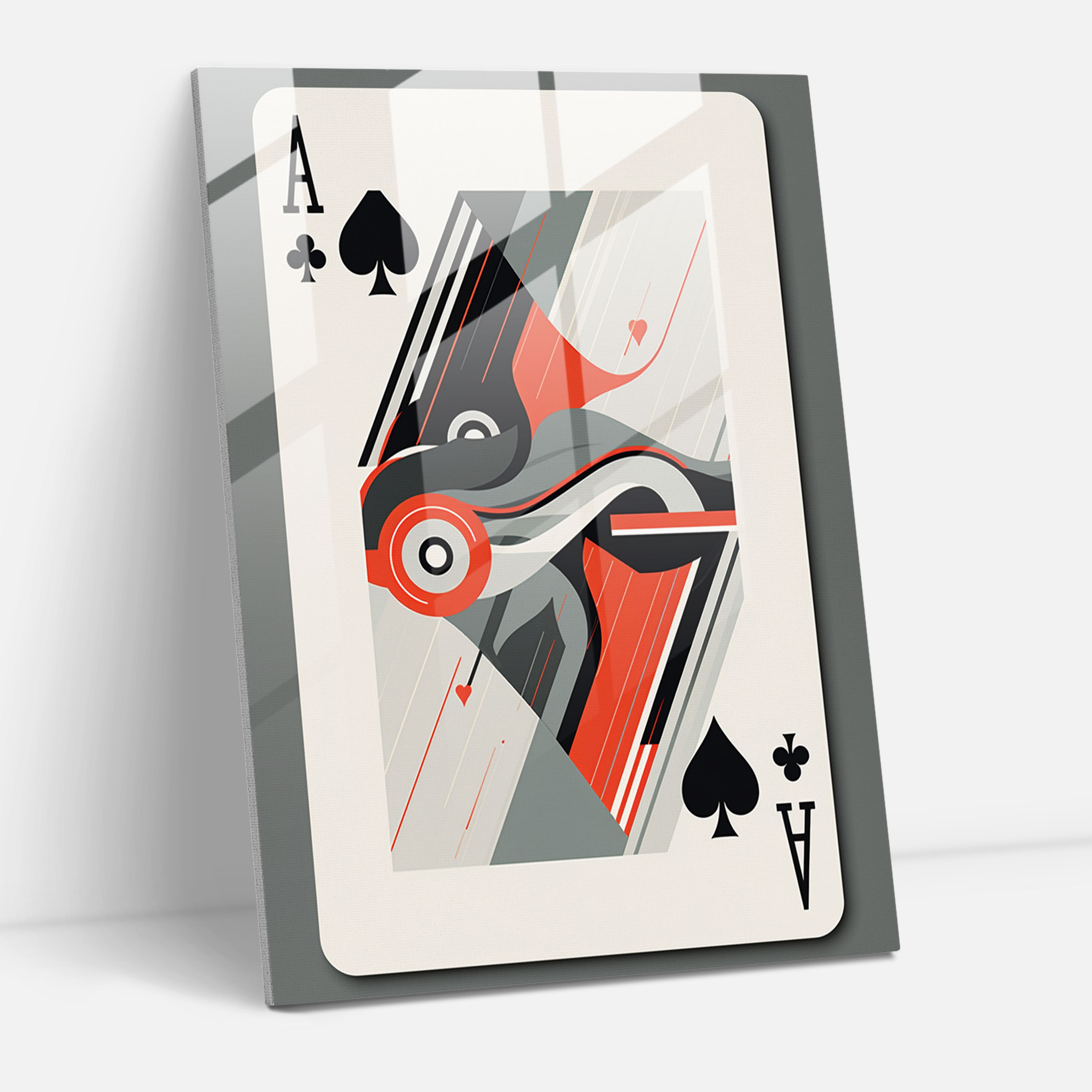 Glass Print Playing Cards - Playing Cards, Subtle Pops Of Color, Glass Wall Art, Glass Art