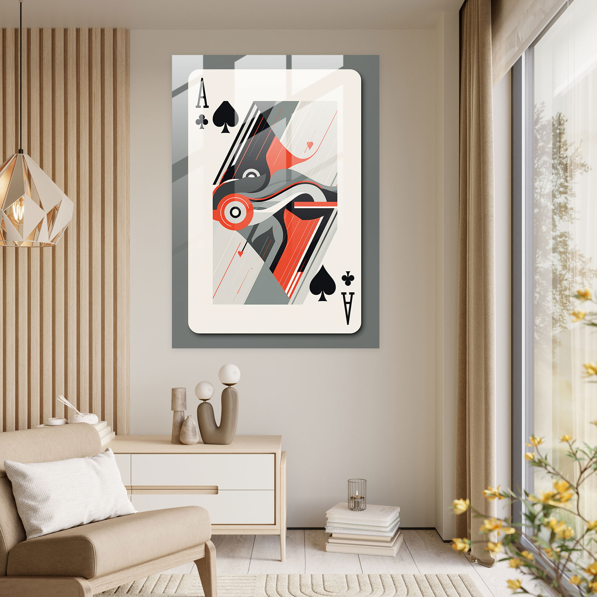 Glass Print Playing Cards - Playing Cards, Subtle Pops Of Color, Glass Wall Art, Glass Art