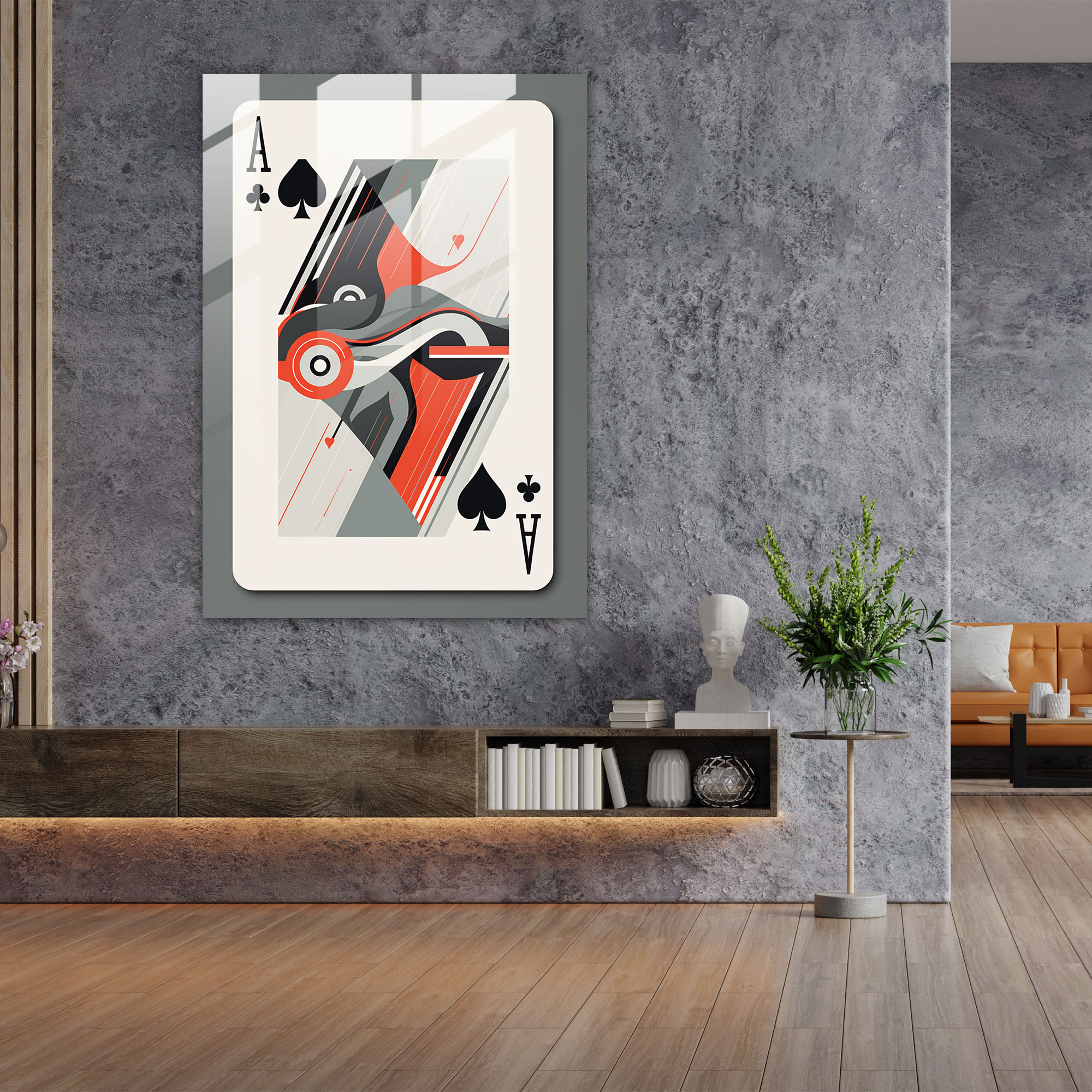 Glass Print Playing Cards - Playing Cards, Subtle Pops Of Color, Glass Wall Art, Glass Art
