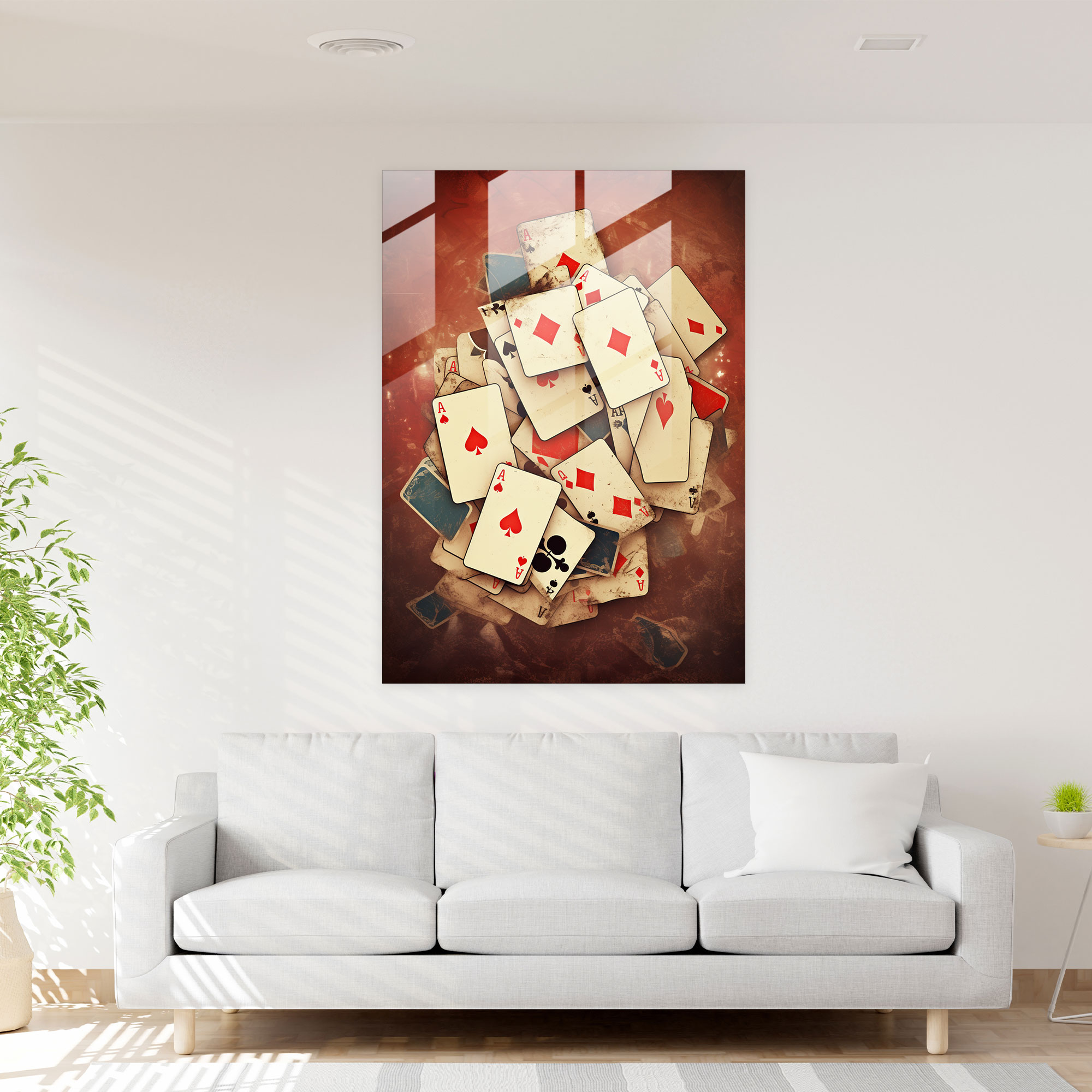 Playing Cards Glass Wall Art - Playing Cards, Glass Wall Art, Modern Art, Home Decoration
