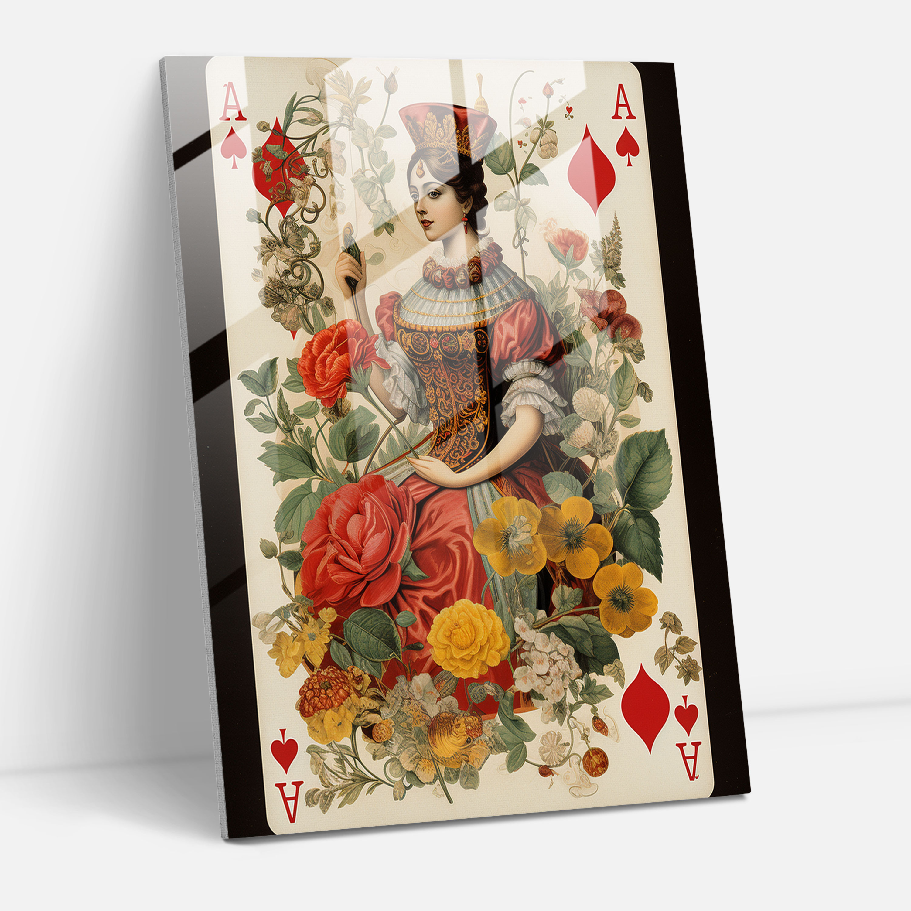 Vintage Playing Cards Glass Wall Art - Playing Cards, Glass Art, Glass Print, Home Decoration