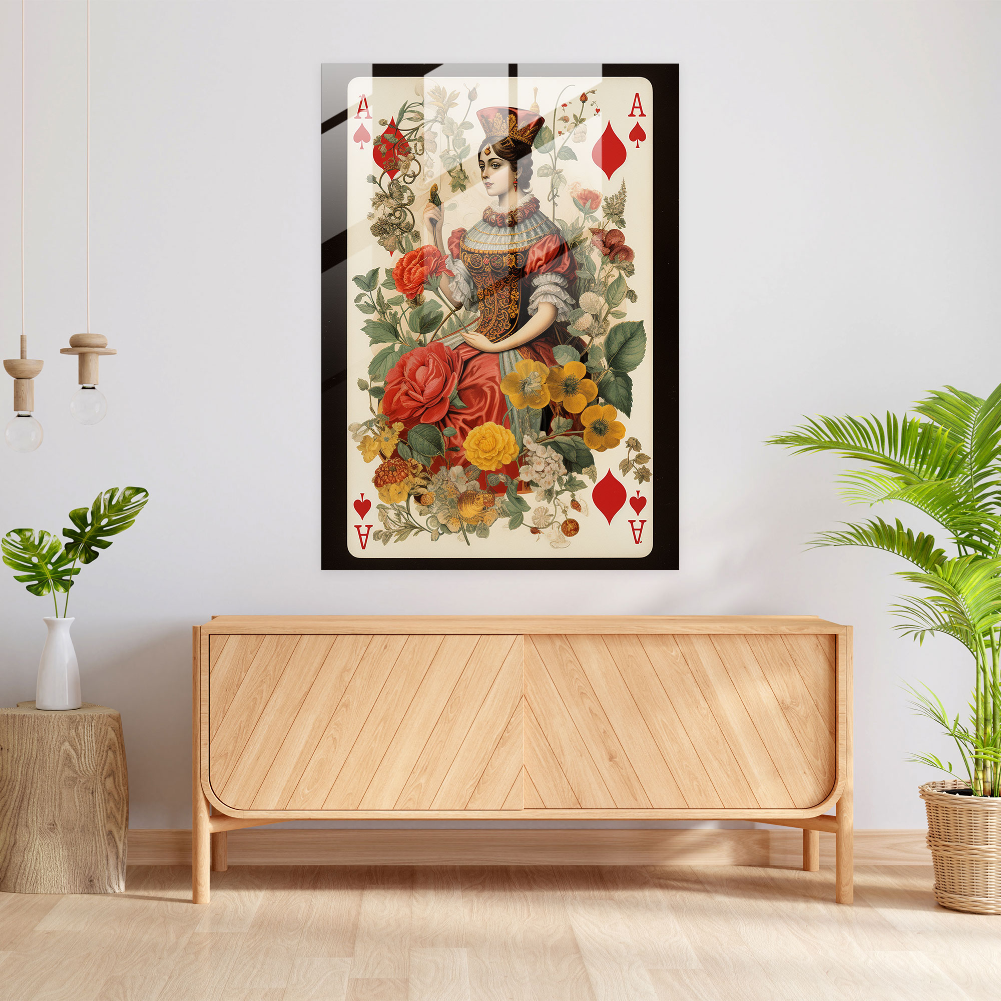 Vintage Playing Cards Glass Wall Art - Playing Cards, Glass Art, Glass Print, Home Decoration