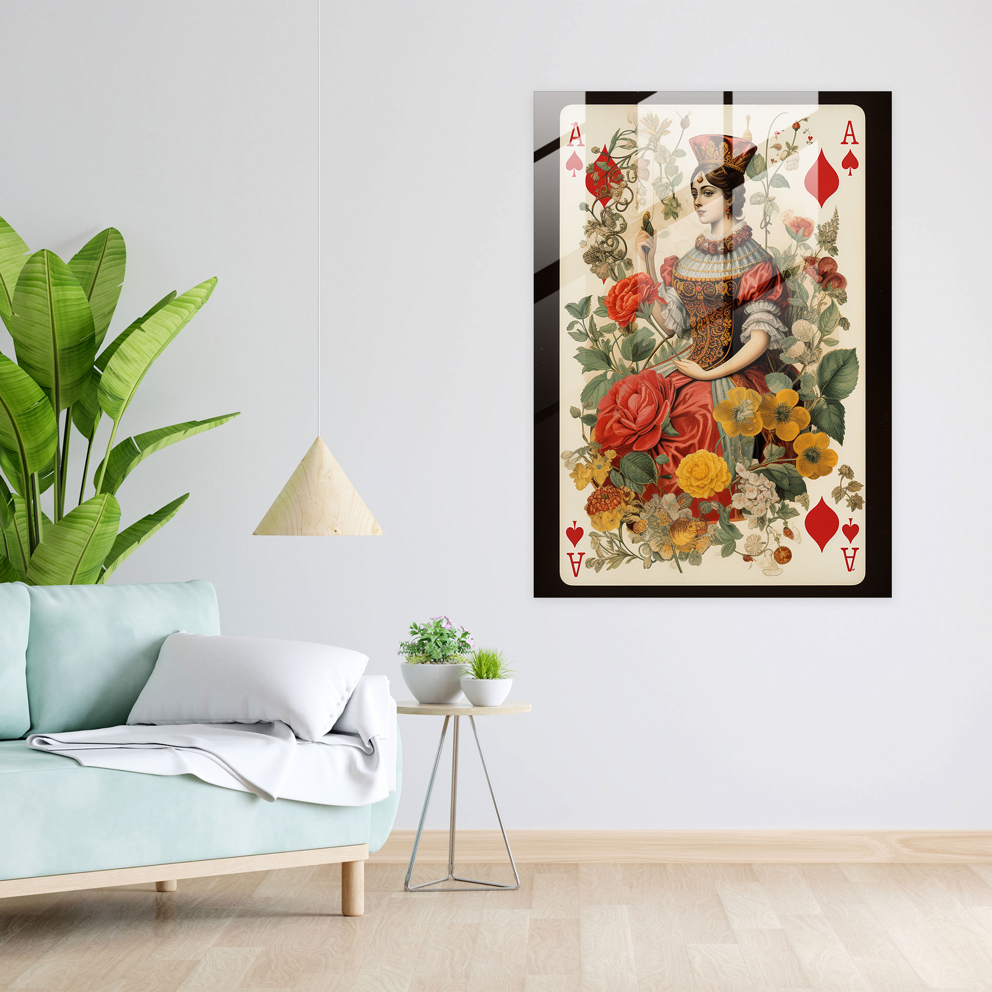 Vintage Playing Cards Glass Wall Art - Playing Cards, Glass Art, Glass Print, Home Decoration