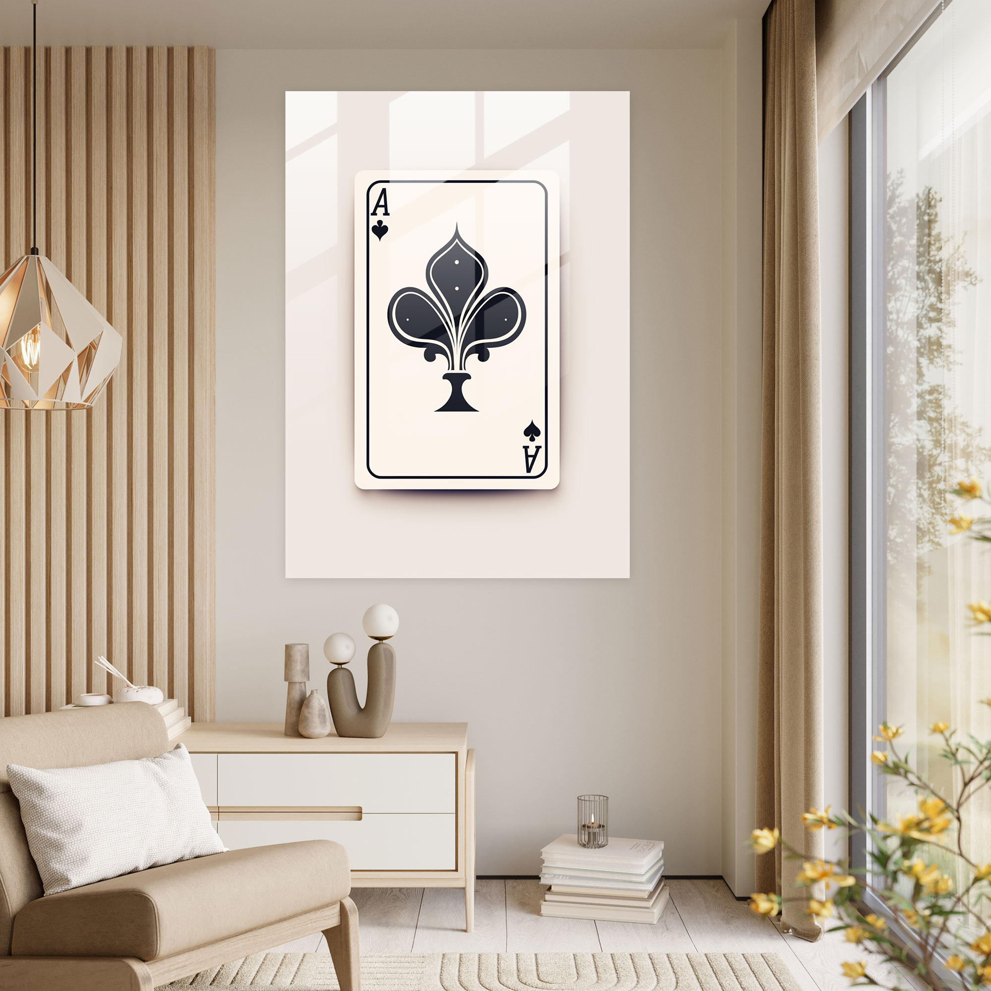 Minimalistic Playing Card Glass Print - Playing Cards, Glass Print, Glass Wall Art, Minimalistic Design