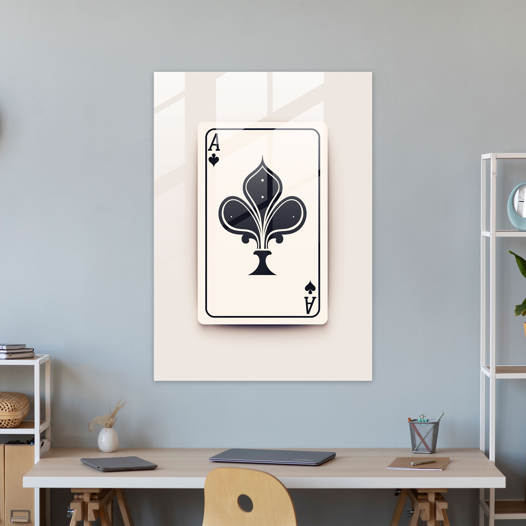 Minimalistic Playing Card Glass Print - Playing Cards, Glass Print, Glass Wall Art, Minimalistic Design