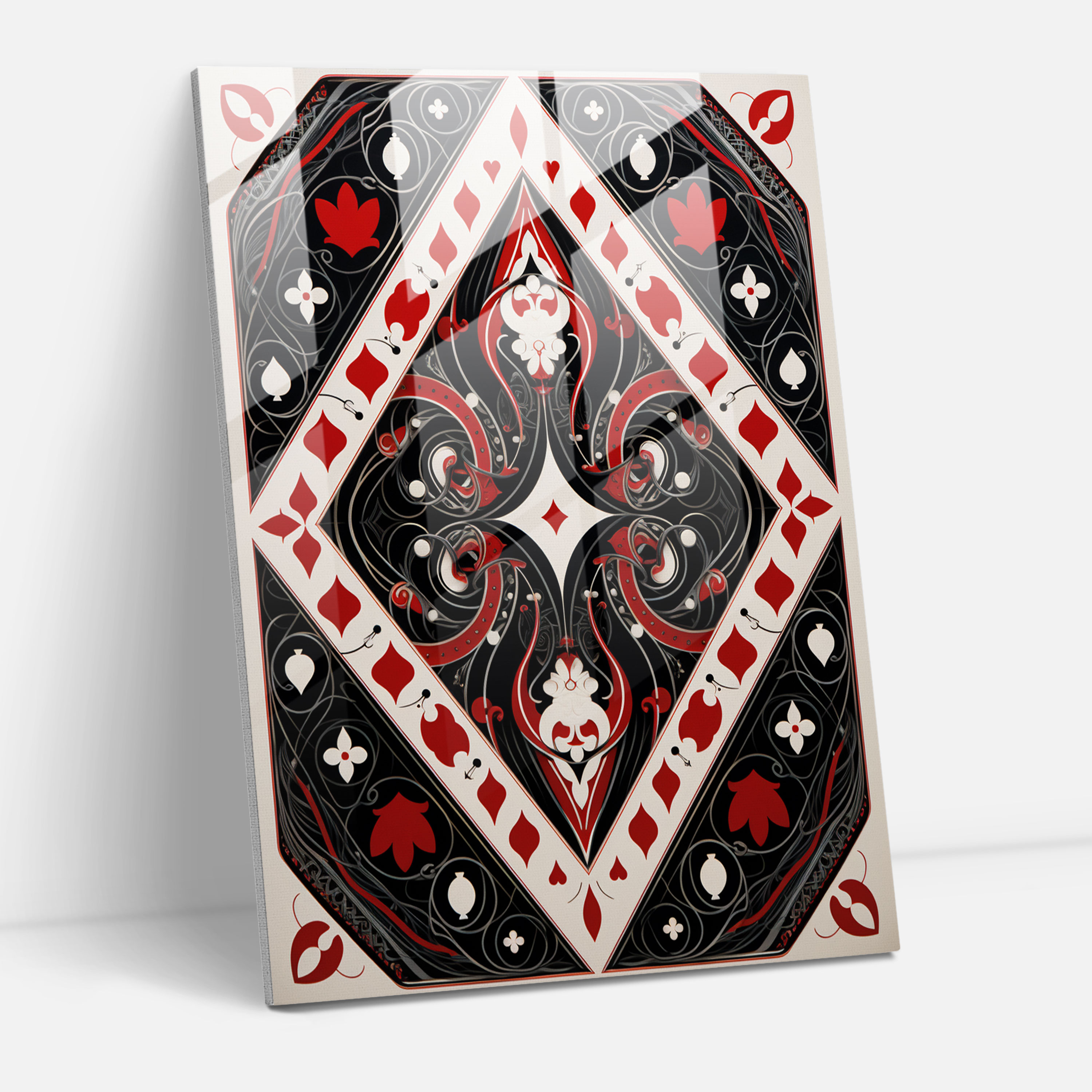 Symmetrical Playing Cards Glass Wall Art - Playing Cards, Wall Decoration, Glass Art, Symmetrical Pattern
