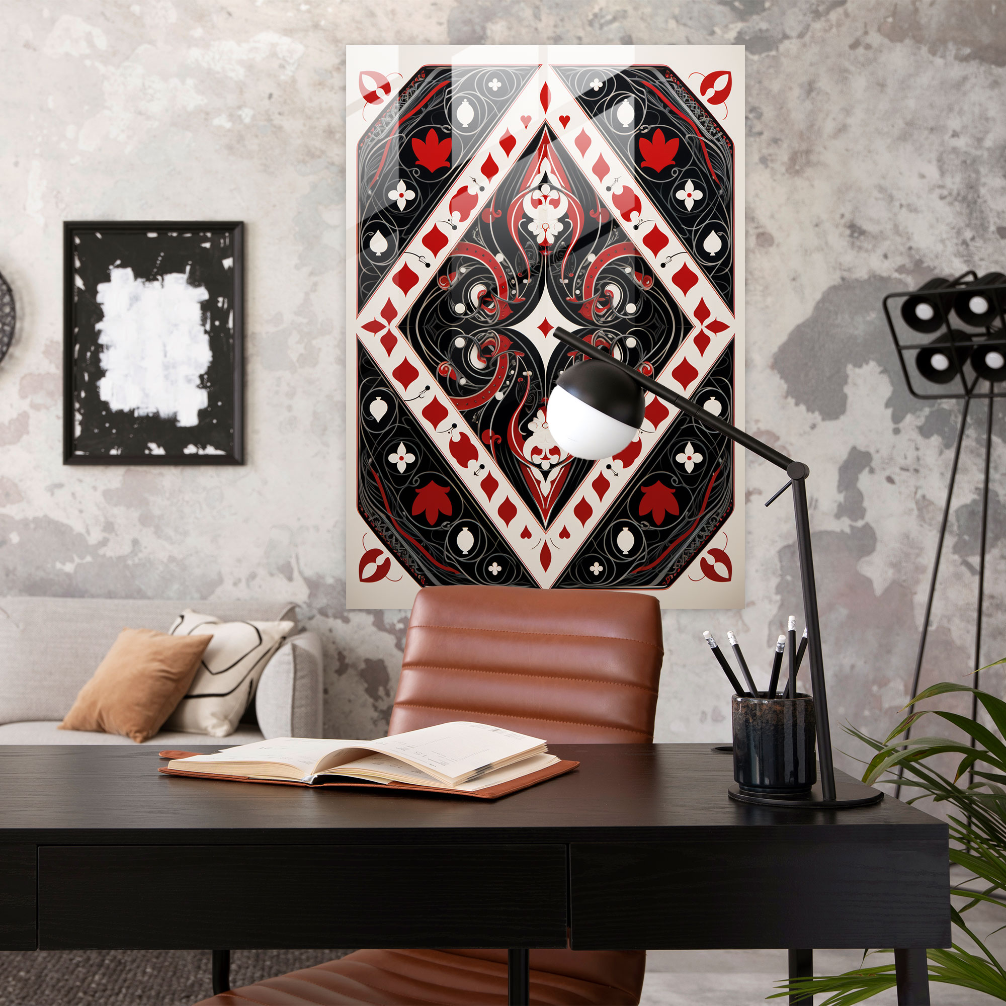 Symmetrical Playing Cards Glass Wall Art - Playing Cards, Wall Decoration, Glass Art, Symmetrical Pattern
