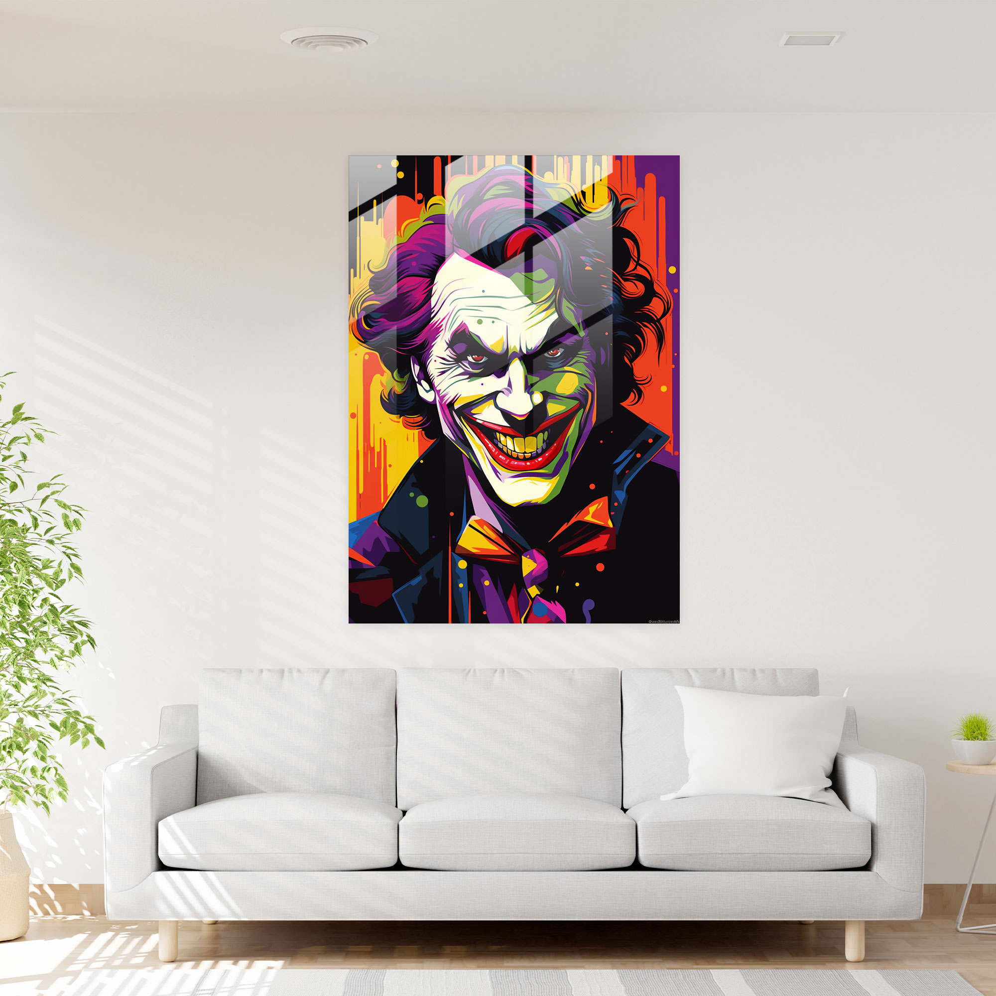 Pop Art Joker Glass Print - Playing Cards, Joker Card, Home Decoration, Wall Decoration