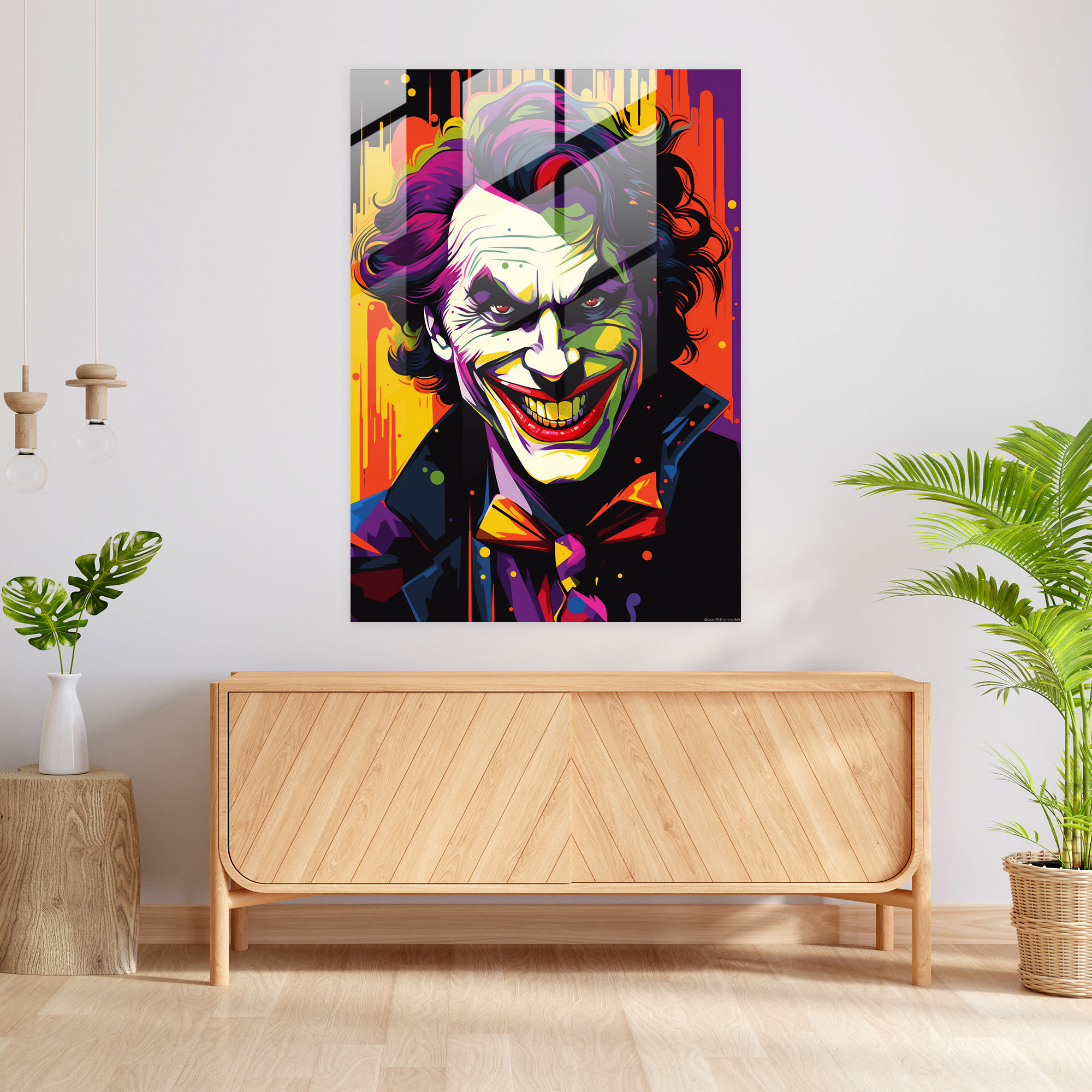 Pop Art Joker Glass Print - Playing Cards, Joker Card, Home Decoration, Wall Decoration
