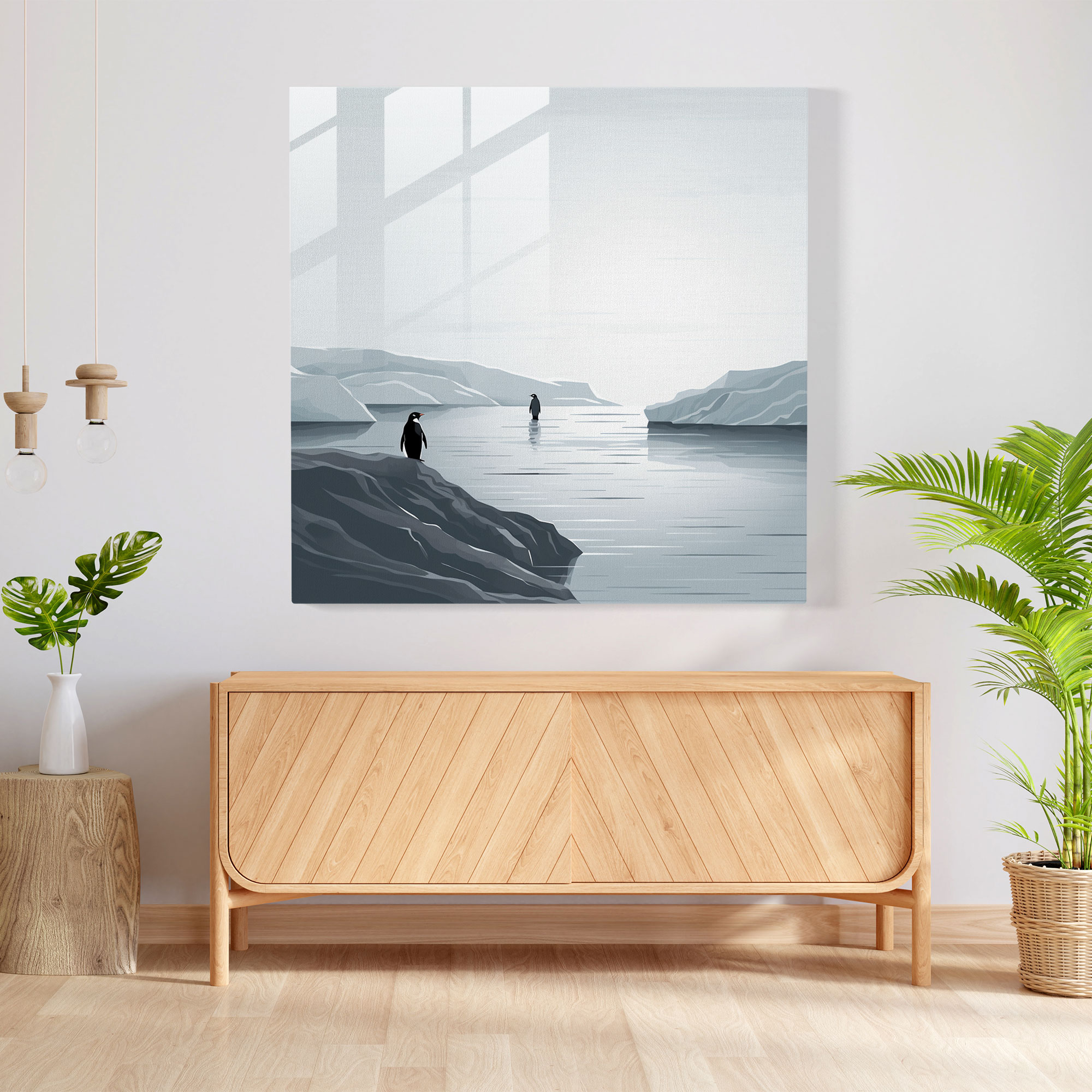 Glass Wall Art - Arctic Penguin - Penguin, Glass Print, Penguin, Icy Landscape