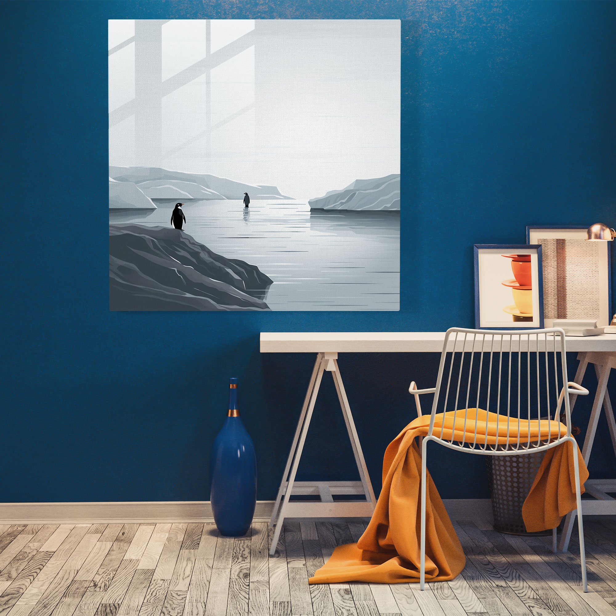 Glass Wall Art - Arctic Penguin - Penguin, Glass Print, Penguin, Icy Landscape