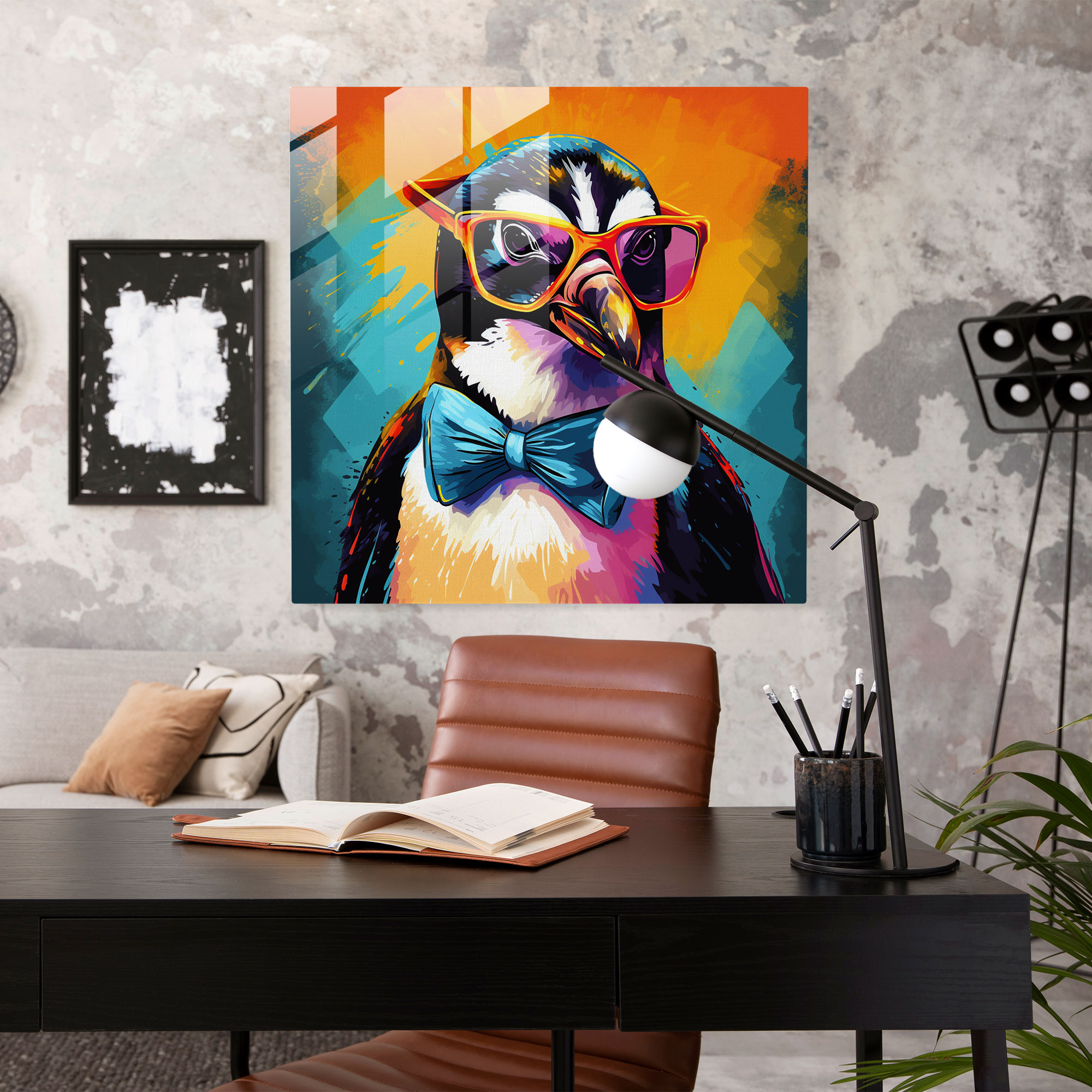 Glass Print - Cool Penguin - Penguin, Glass Art, Pop Art Illustration, Sunglasses