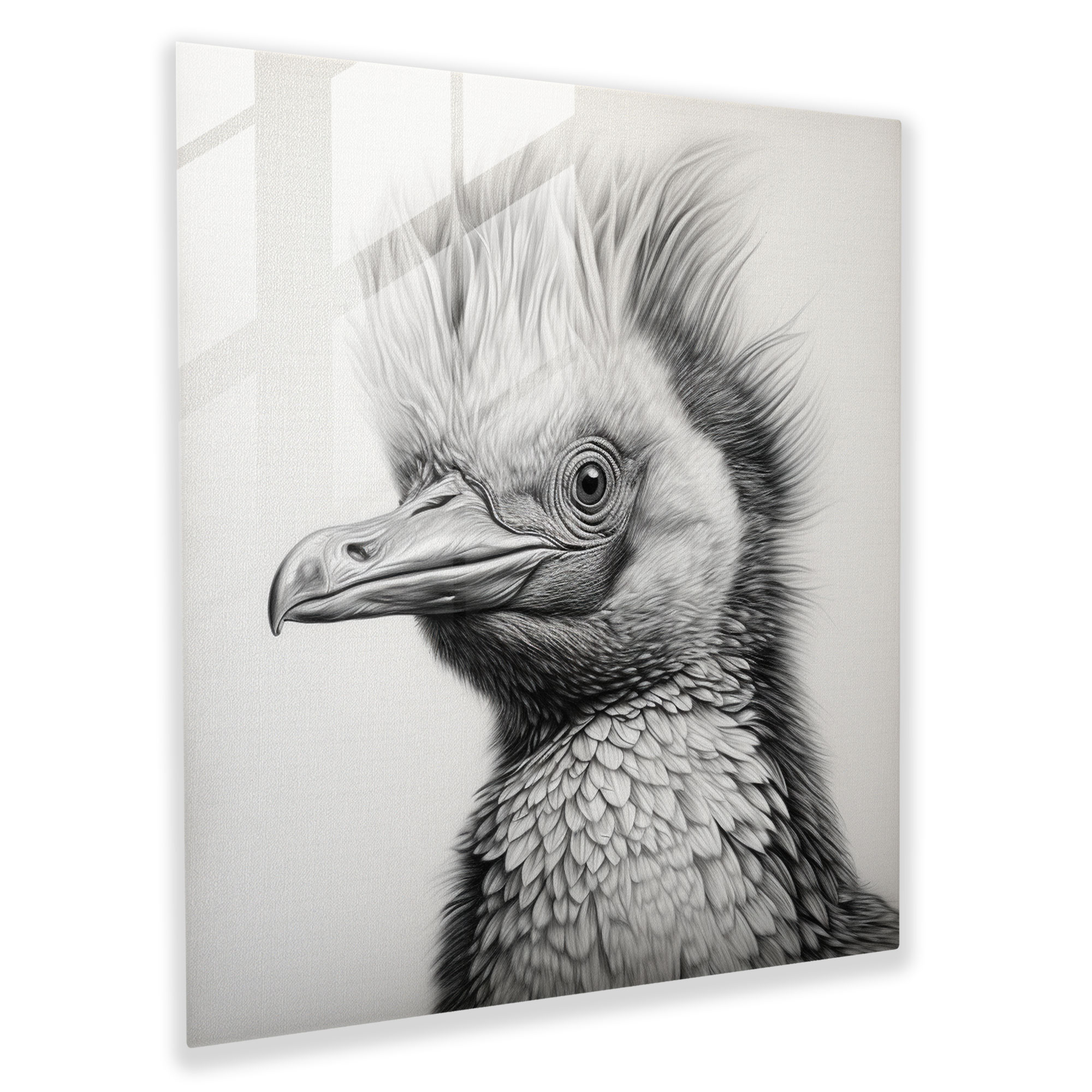 Glass Wall Art - Majestic Penguin - Penguin, Penguin, Wall Decoration, Realistic Pencil Drawing