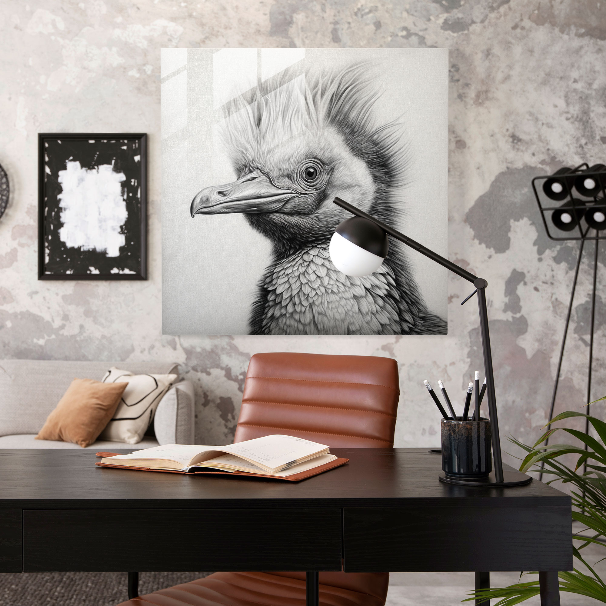 Glass Wall Art - Majestic Penguin - Penguin, Penguin, Wall Decoration, Realistic Pencil Drawing