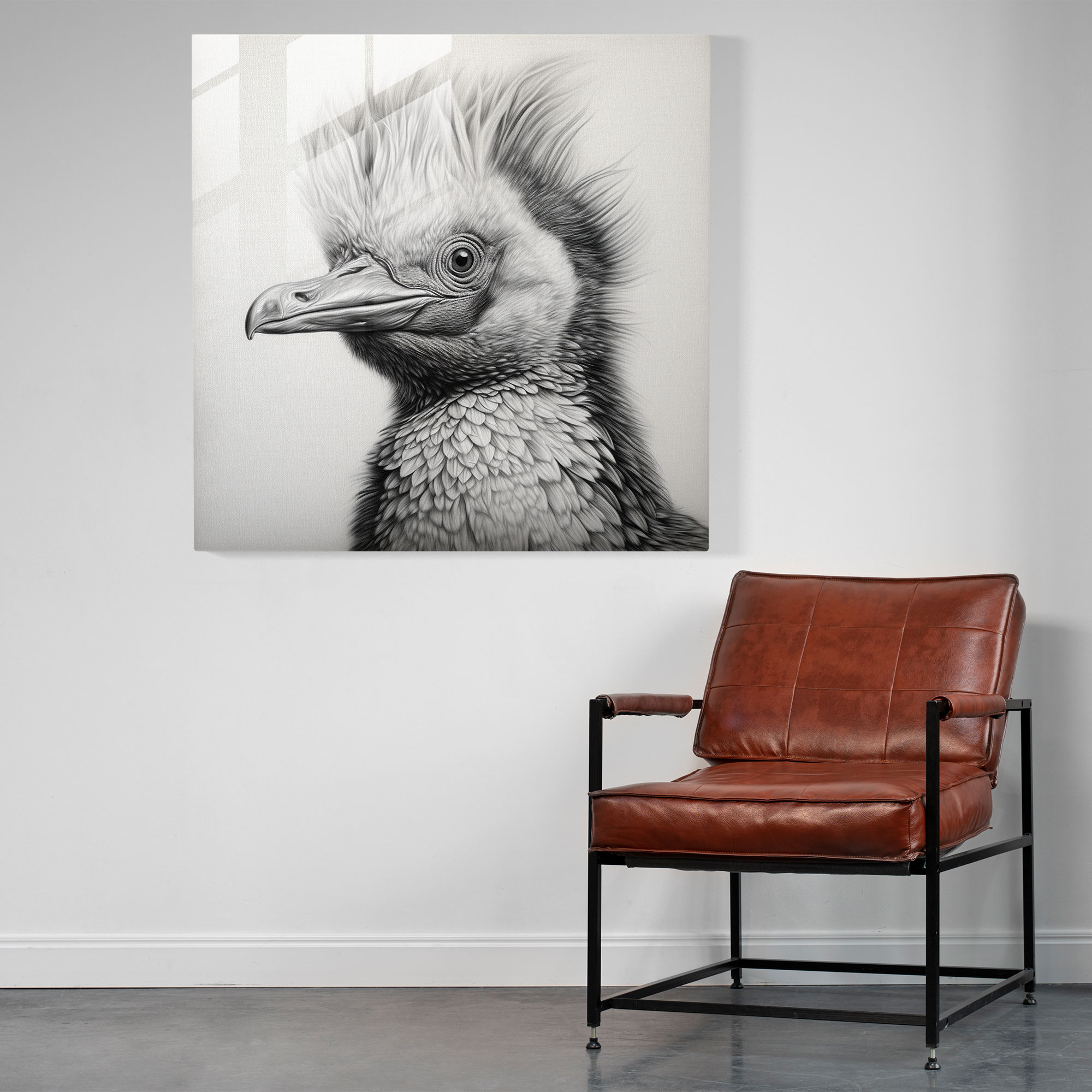 Glass Wall Art - Majestic Penguin - Penguin, Penguin, Wall Decoration, Realistic Pencil Drawing