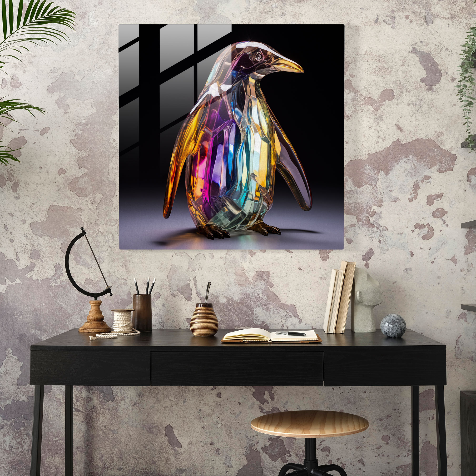 Contemporary Glass Art - Translucent Penguin - Penguin, Masterpiece, Elegance, Glass Art