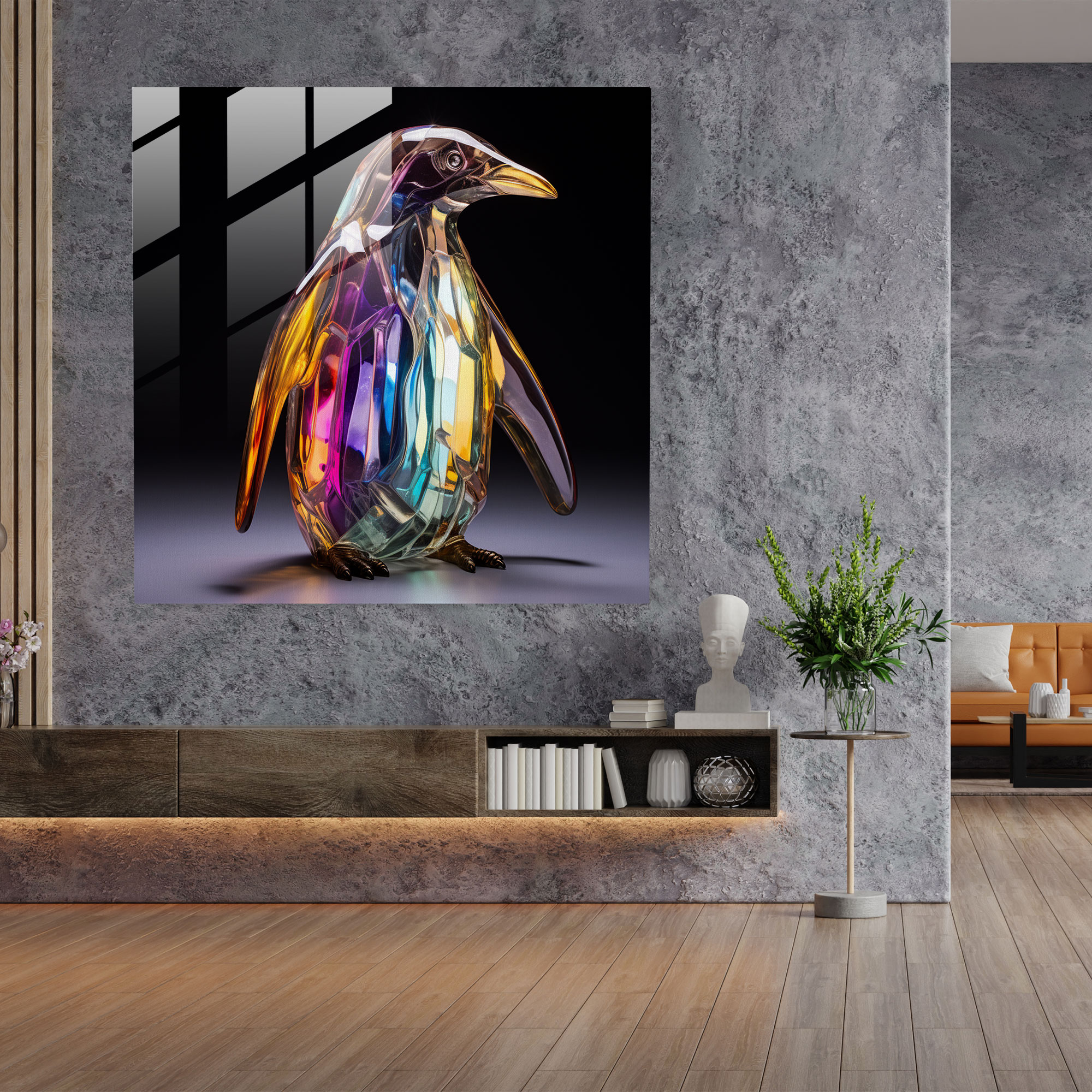 Contemporary Glass Art - Translucent Penguin - Penguin, Masterpiece, Elegance, Glass Art