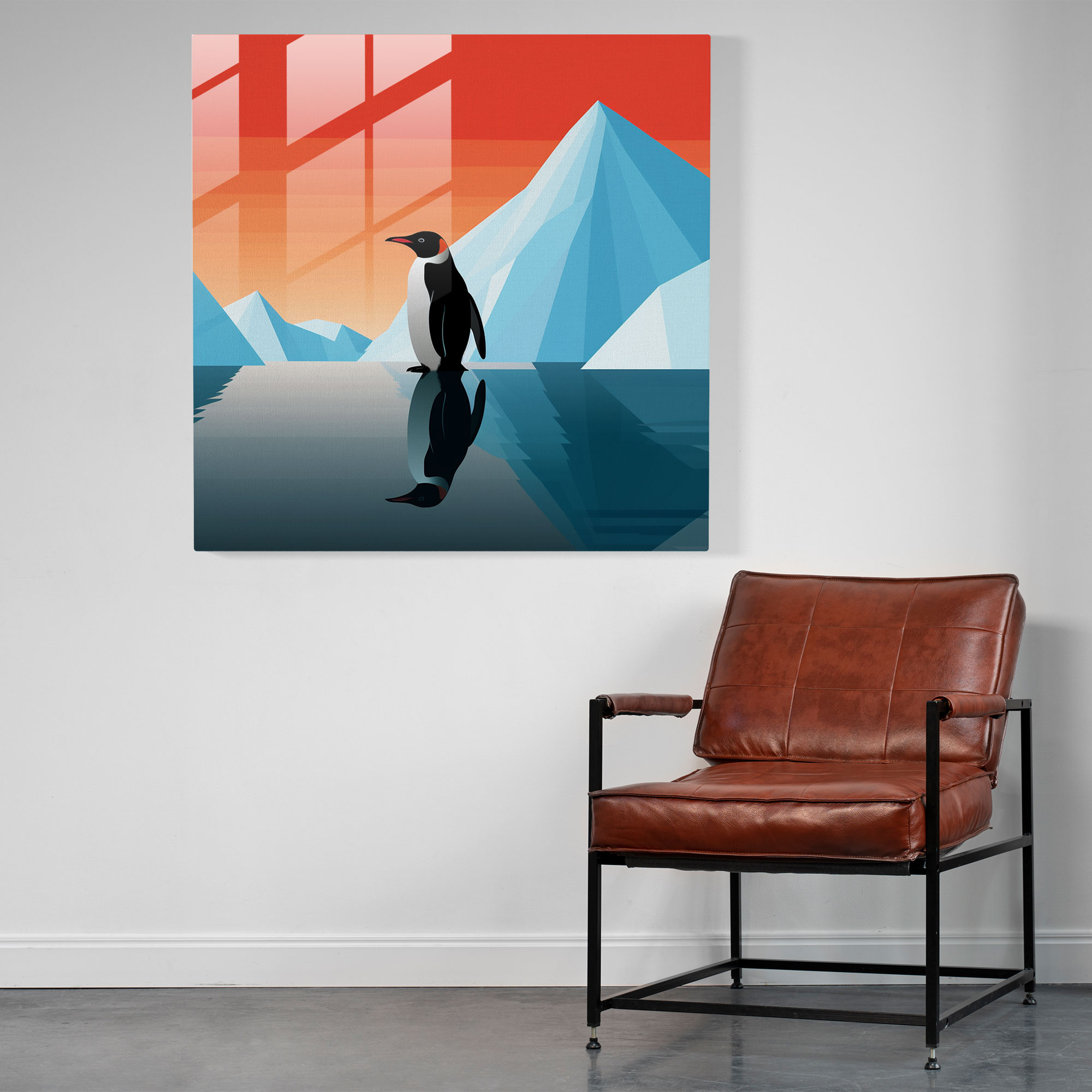 Contemporary Penguin Glass Wall Art - Penguin, Home Decoration, Glass Art, Silhouette