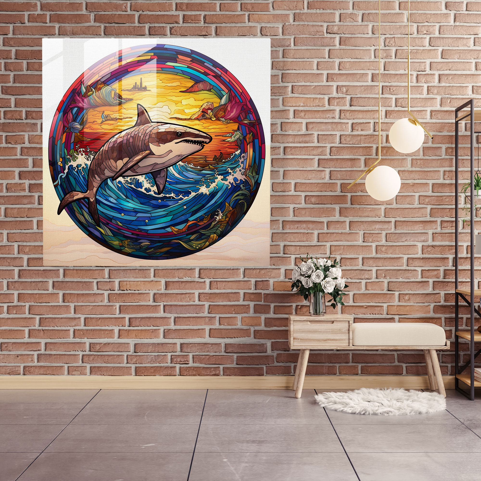 Colorful Stained Glass Penguin Wall Decoration - Penguin, Home Decoration, Penguin, Masterpiece