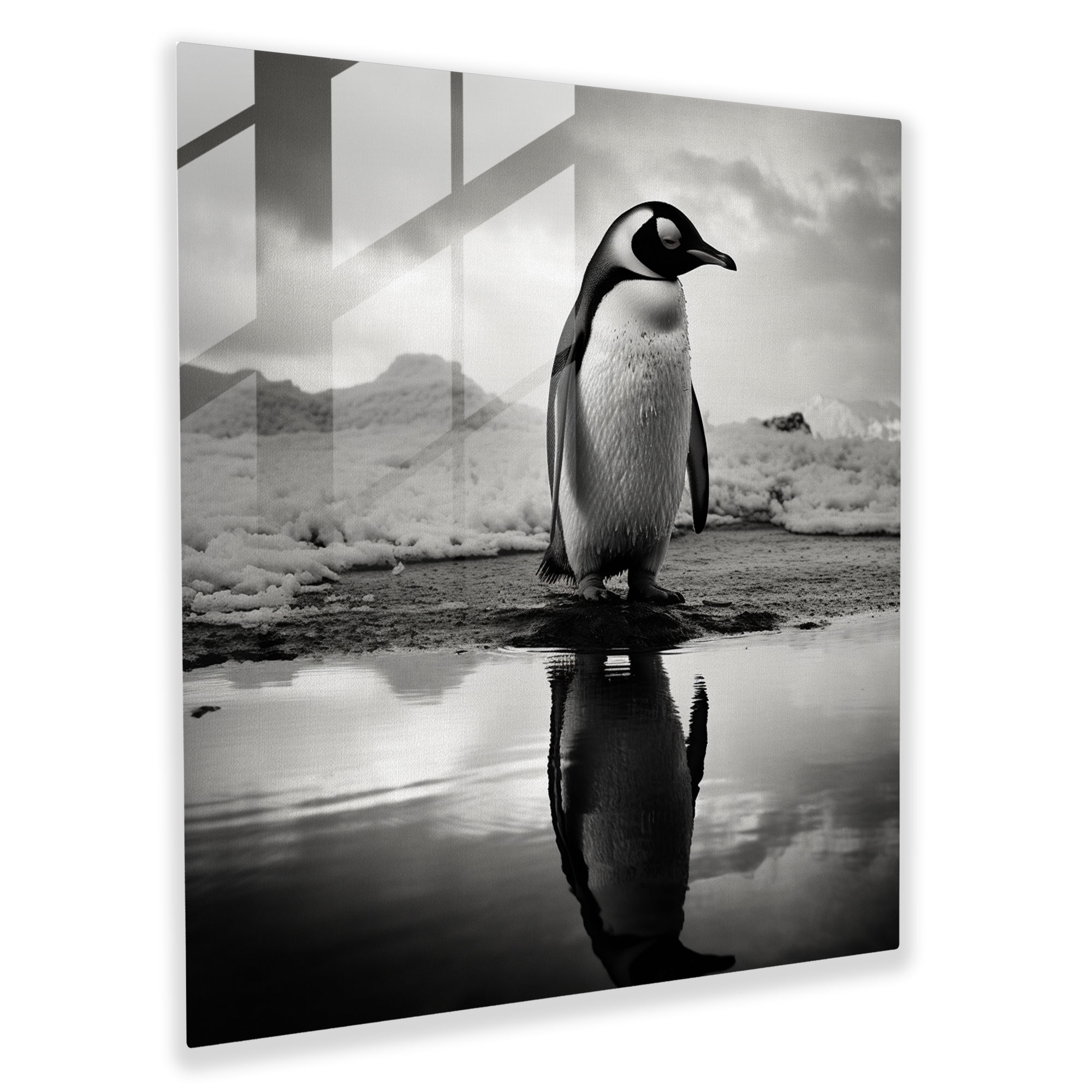 Elegant Penguin Glass Art - Penguin, Sophistication, Glass Wall Art, Glass Art