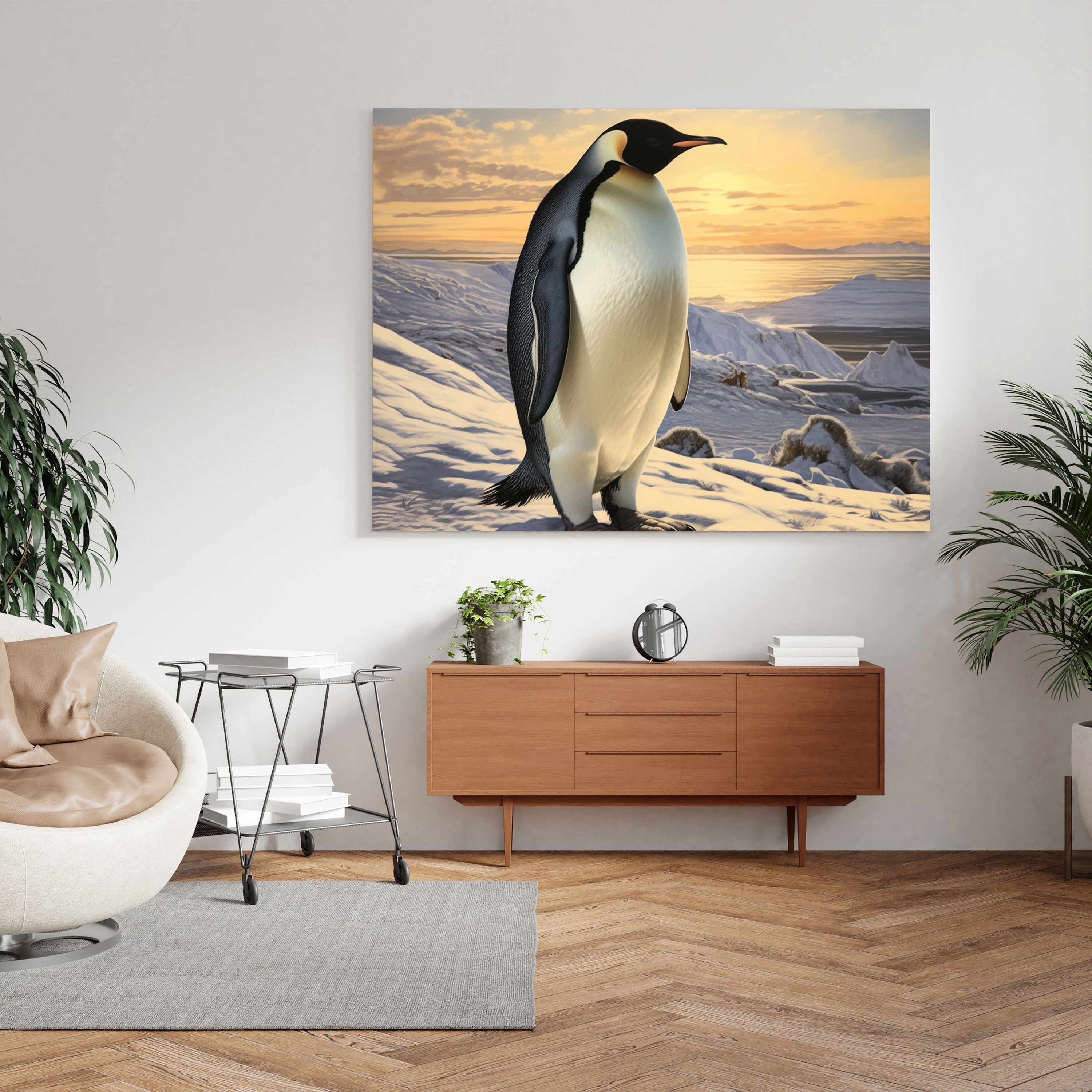 Penguin Wall Art - Realistic Oil Painting Of Emperor Penguin - Penguin, Home Decoration, Emperor Penguin Painting, Realistic Penguin Art
