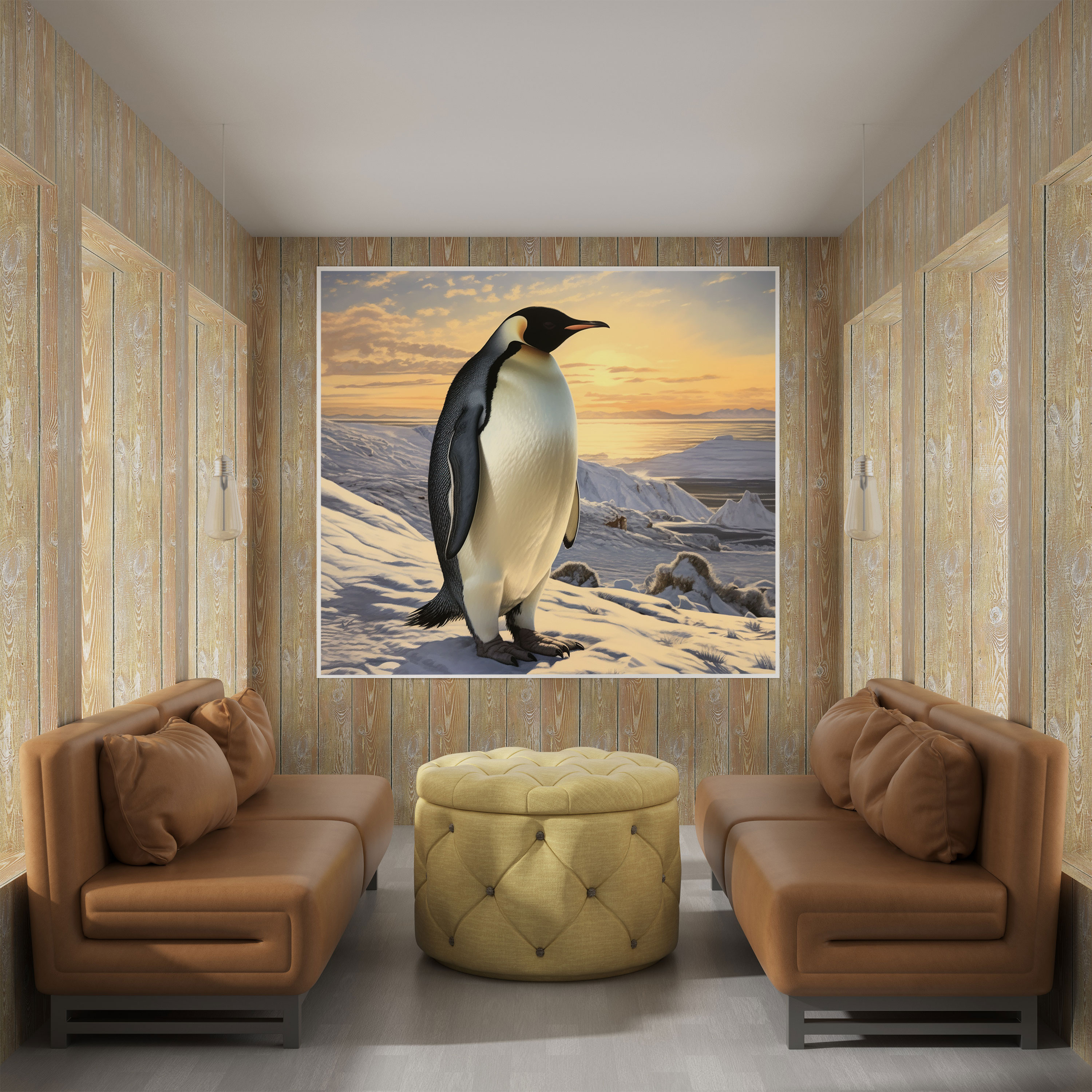 Penguin Wall Art - Realistic Oil Painting Of Emperor Penguin - Penguin, Home Decoration, Emperor Penguin Painting, Realistic Penguin Art
