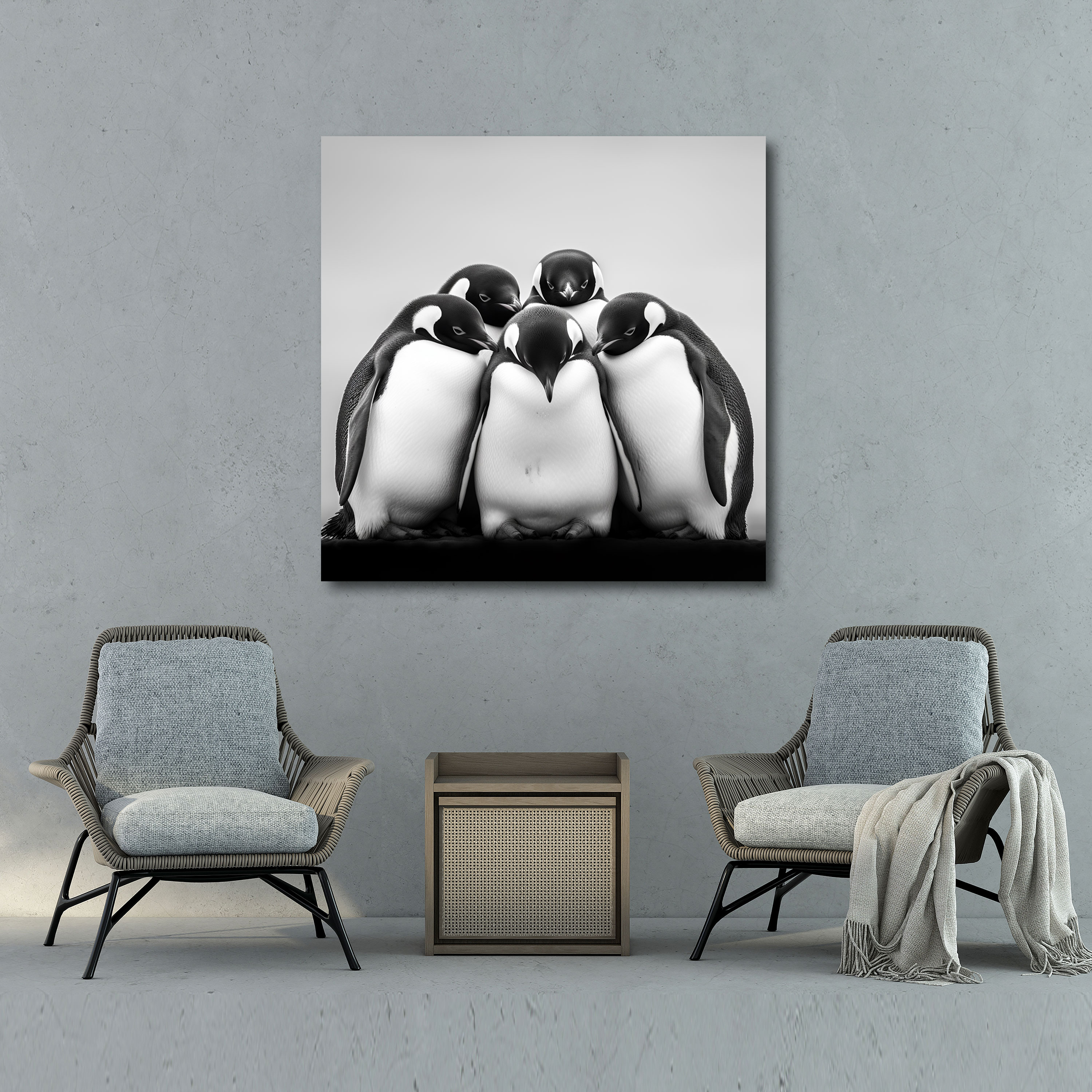 Penguin Wall Art - Minimalistic Black And White Penguin Photograph - Penguin, Wall Art, Canvas Print, Minimalistic Penguin Art