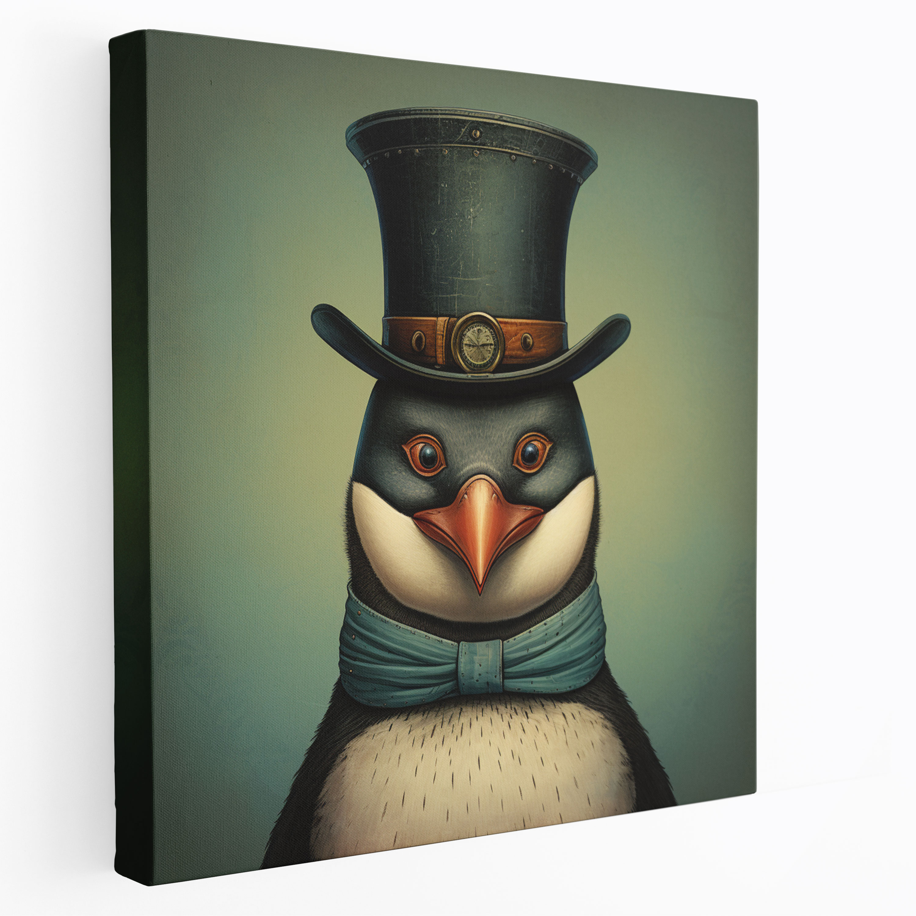 Penguin Canvas Print - Whimsical Penguin With Top Hat And Monocle - Penguin, Penguin Canvas Print, Penguin Wall Decoration, Penguin Wall Art