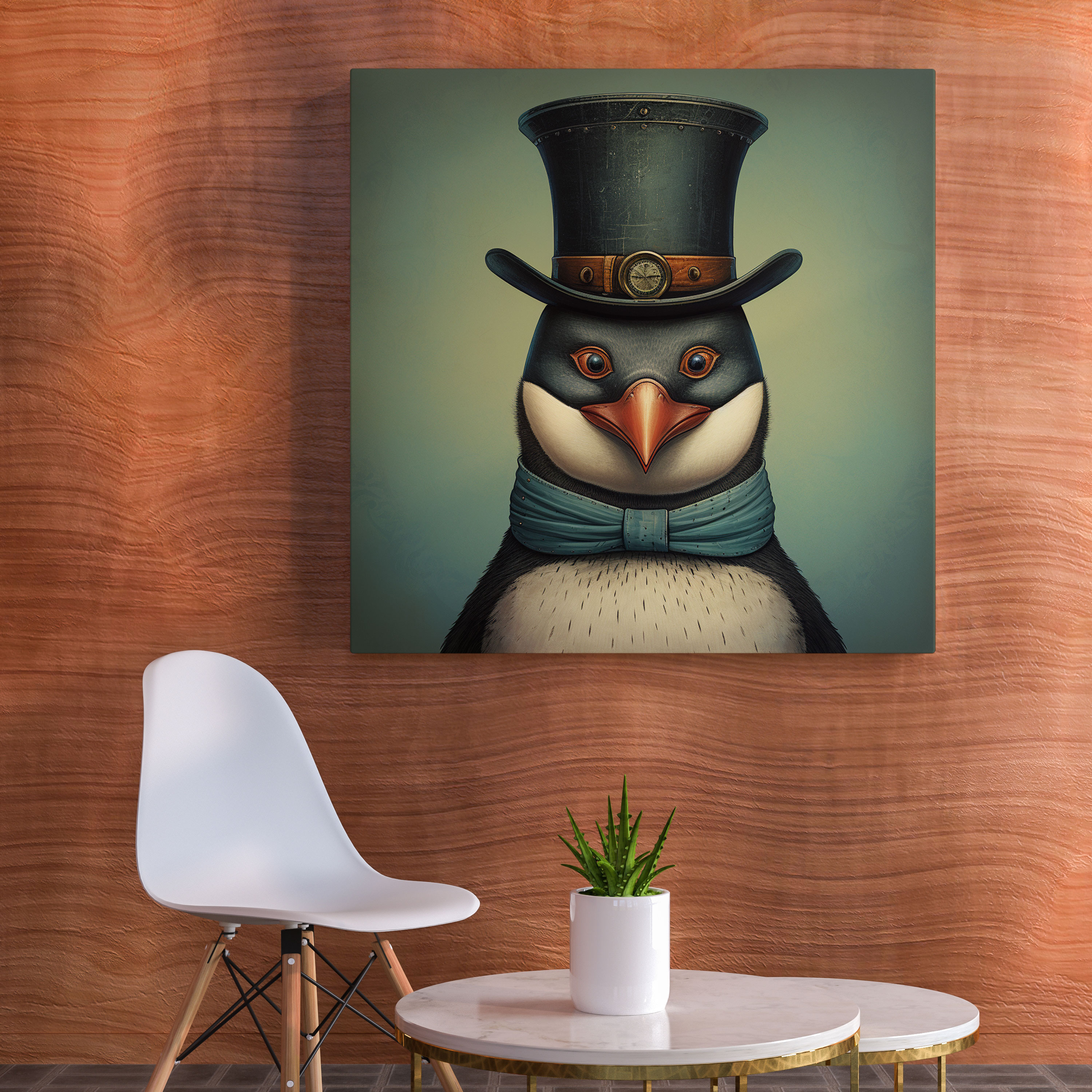 Penguin Canvas Print - Whimsical Penguin With Top Hat And Monocle - Penguin, Penguin Canvas Print, Penguin Wall Decoration, Penguin Wall Art
