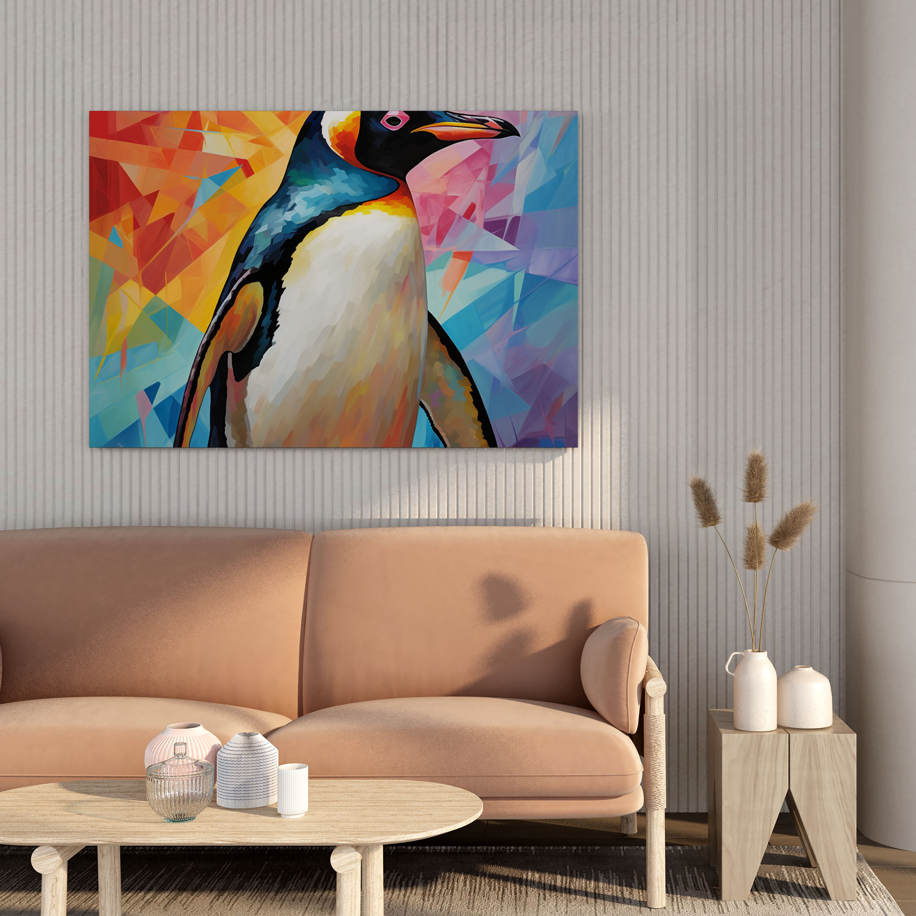 Penguin Wall Decoration - Abstract Geometric Penguin Painting - Penguin, Geometric Penguin Art, Penguin Wall Decoration, Unique Penguin Art