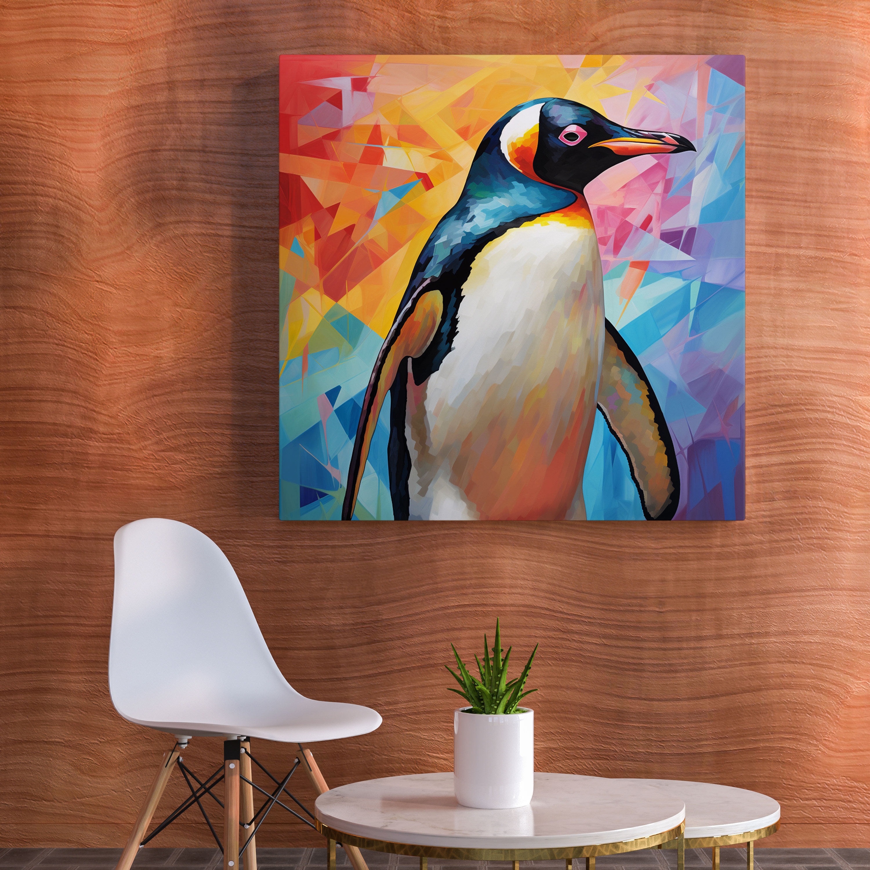 Penguin Wall Decoration - Abstract Geometric Penguin Painting - Penguin, Geometric Penguin Art, Penguin Wall Decoration, Unique Penguin Art