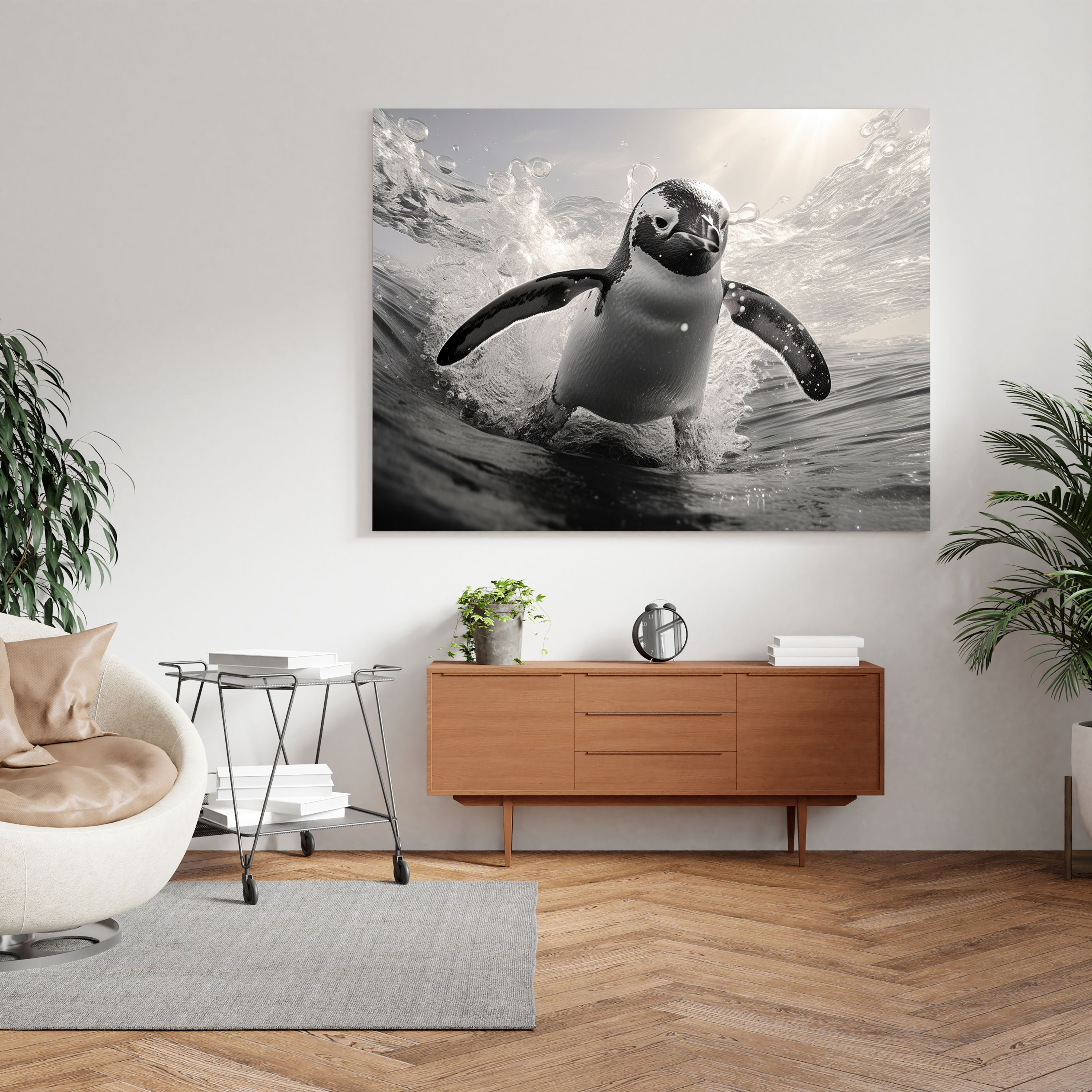 Penguin Canvas Print - Realistic Ocean Penguin - Penguin, Home Decoration, Ocean, Penguin
