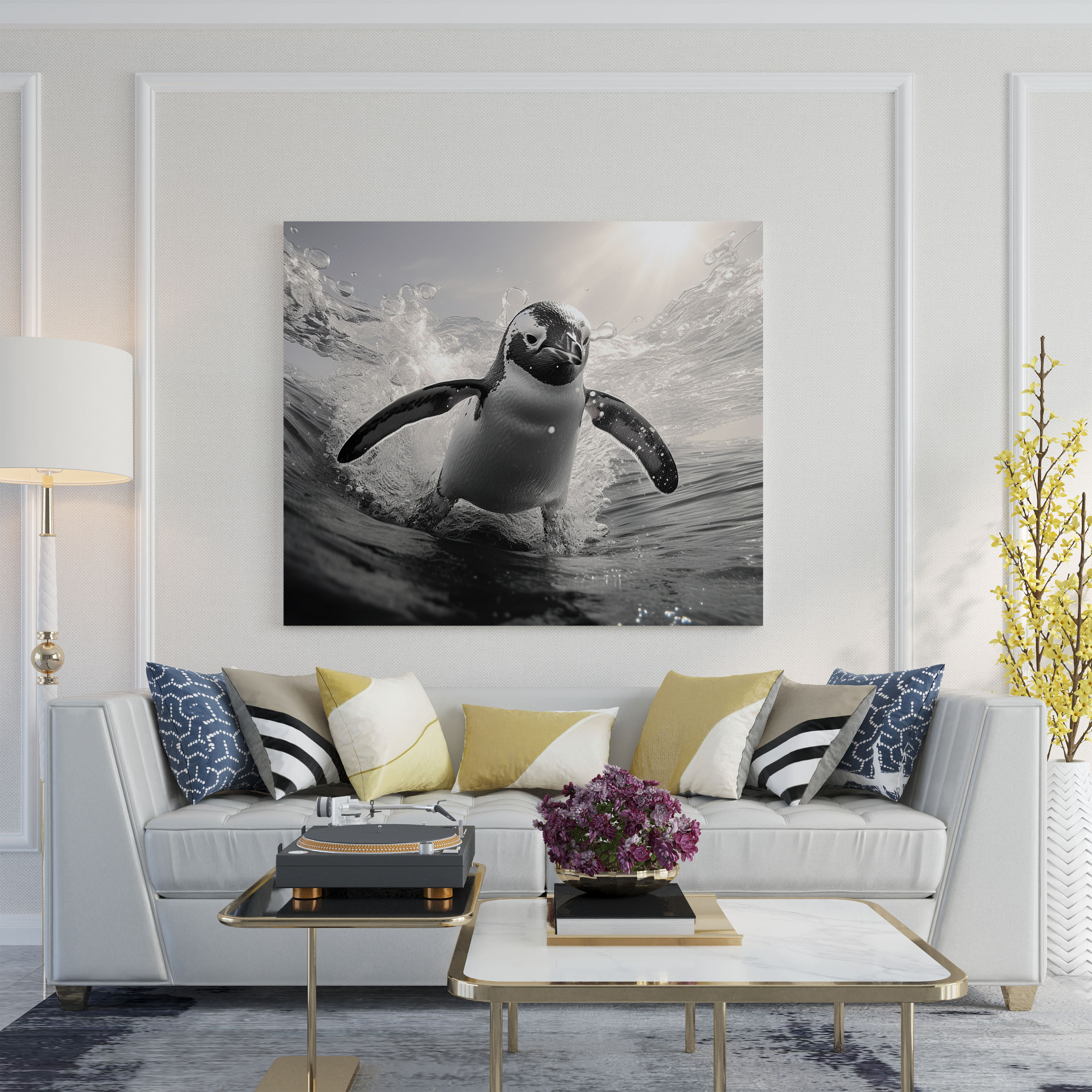 Penguin Canvas Print - Realistic Ocean Penguin - Penguin, Home Decoration, Ocean, Penguin