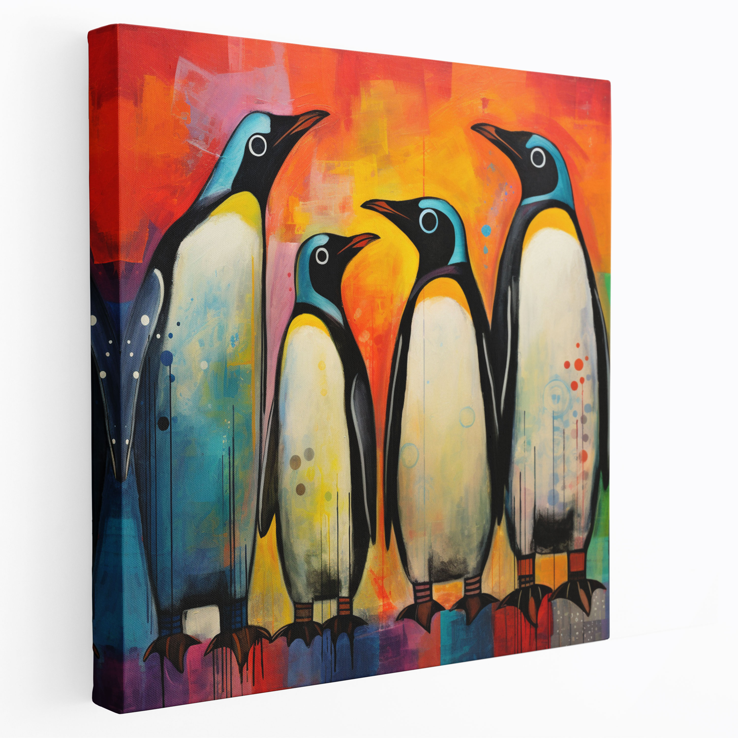 Penguin Canvas Print - Abstract Modern Penguins - Penguin, Canvas Print, Wall Decoration, Eye-Catching