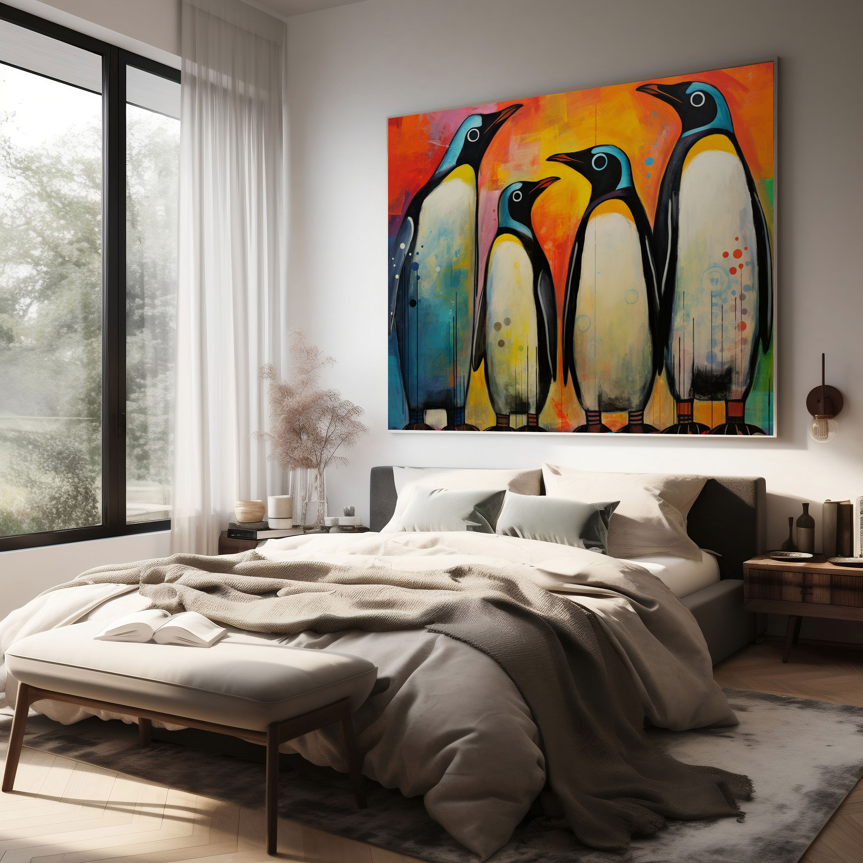 Penguin Canvas Print - Abstract Modern Penguins - Penguin, Canvas Print, Wall Decoration, Eye-Catching