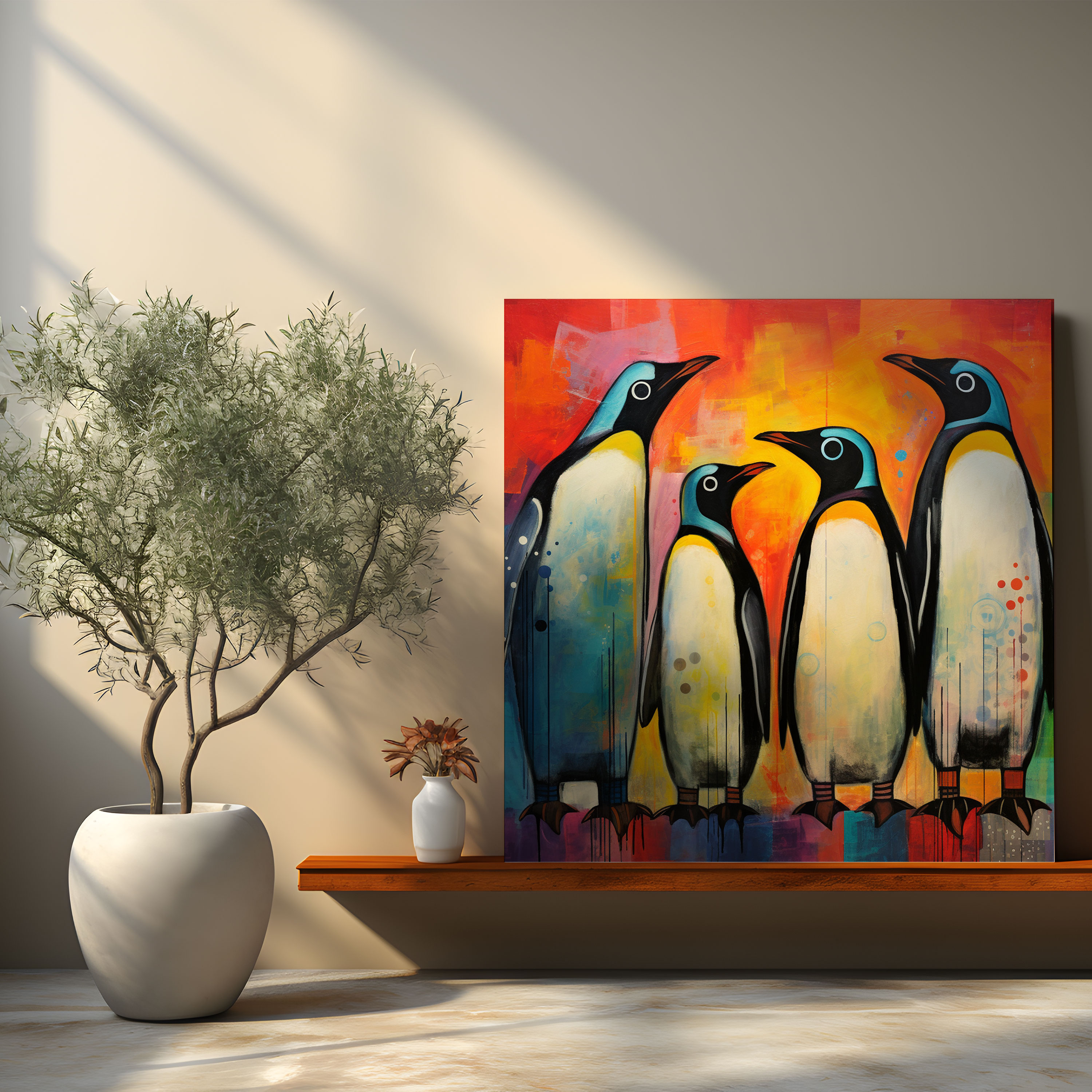 Penguin Canvas Print - Abstract Modern Penguins - Penguin, Canvas Print, Wall Decoration, Eye-Catching