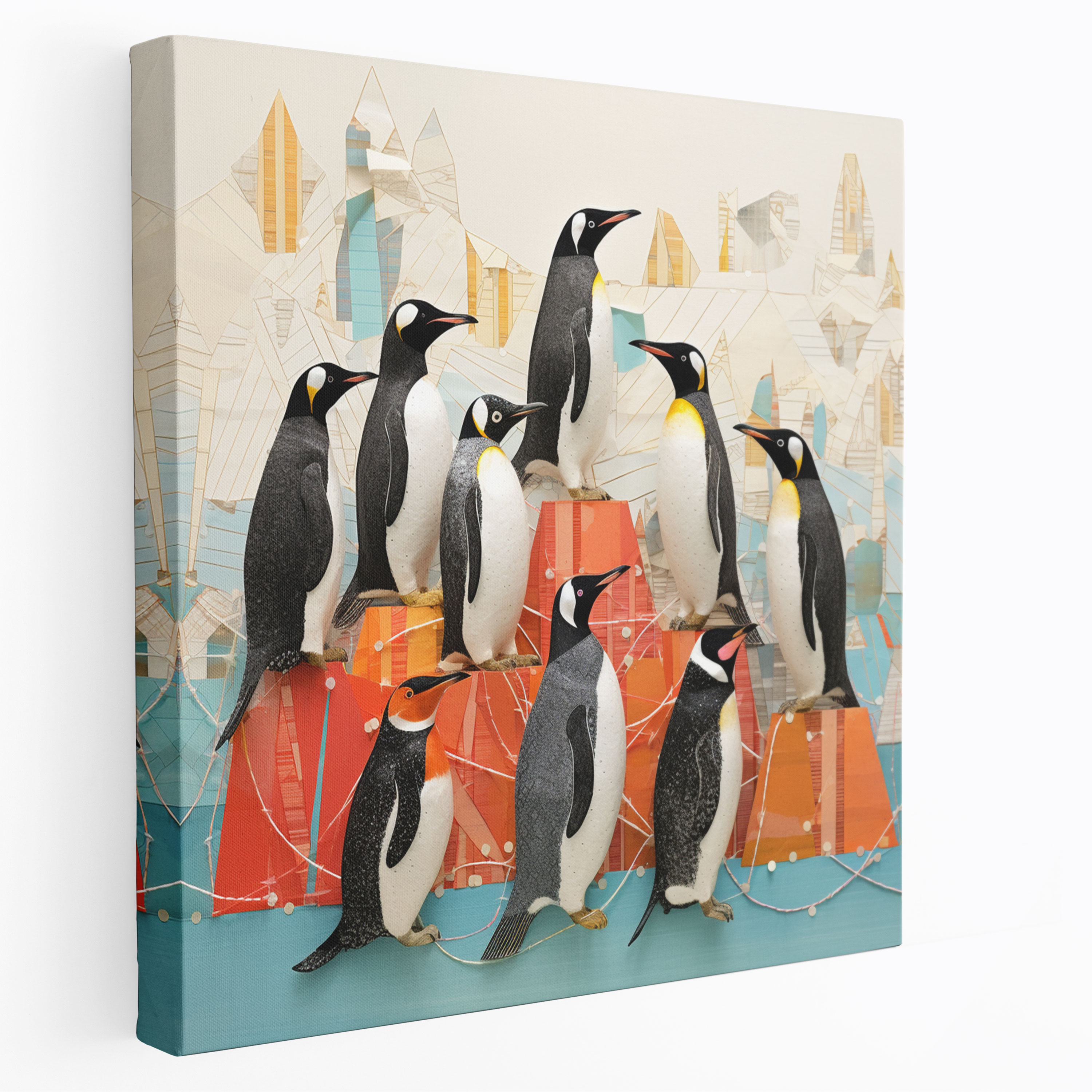 Penguin Canvas Print - Playful Collage Penguins - Penguin, Penguin, Home Decoration, Unique